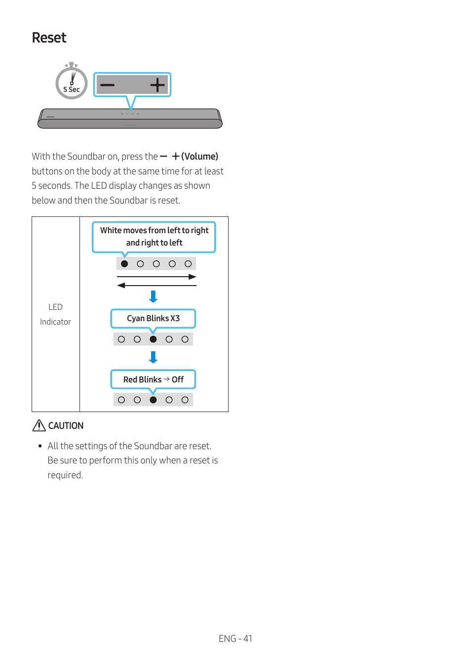 Reset | Samsung HW-S60B 5-Channel Soundbar User Manual | Page 41 / 48