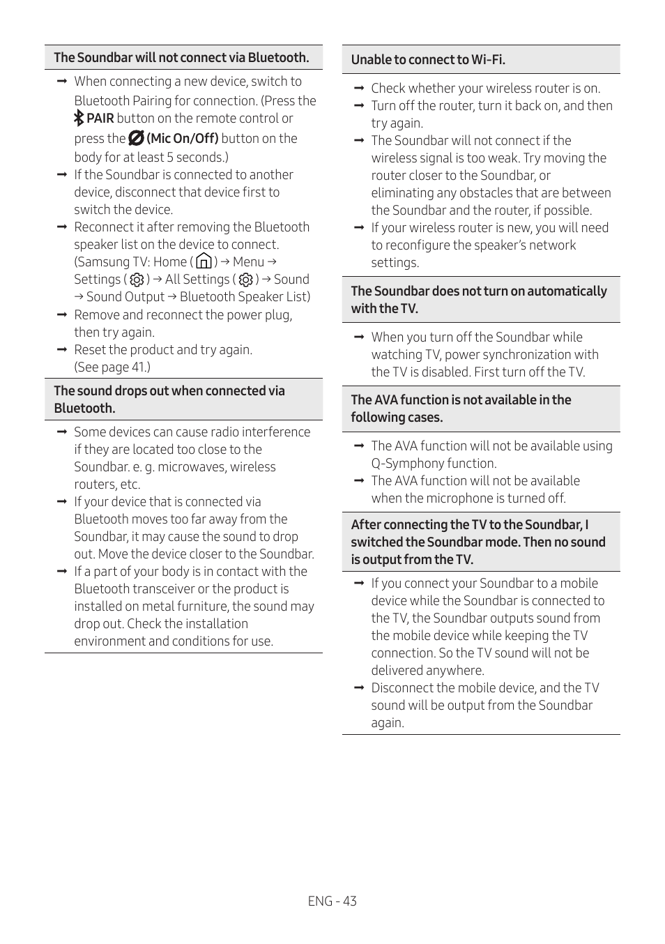 Samsung HW-S60B 5-Channel Soundbar User Manual | Page 43 / 48