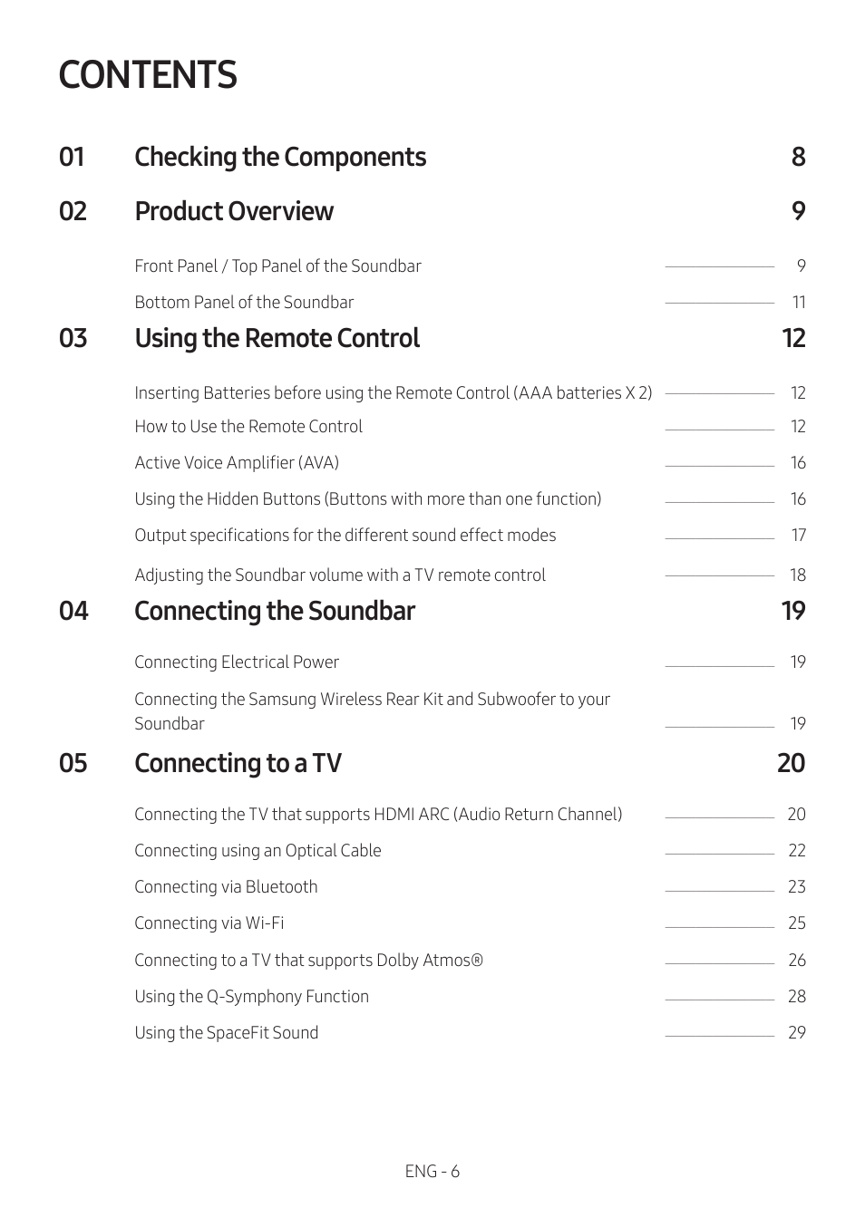 Samsung HW-S60B 5-Channel Soundbar User Manual | Page 6 / 48
