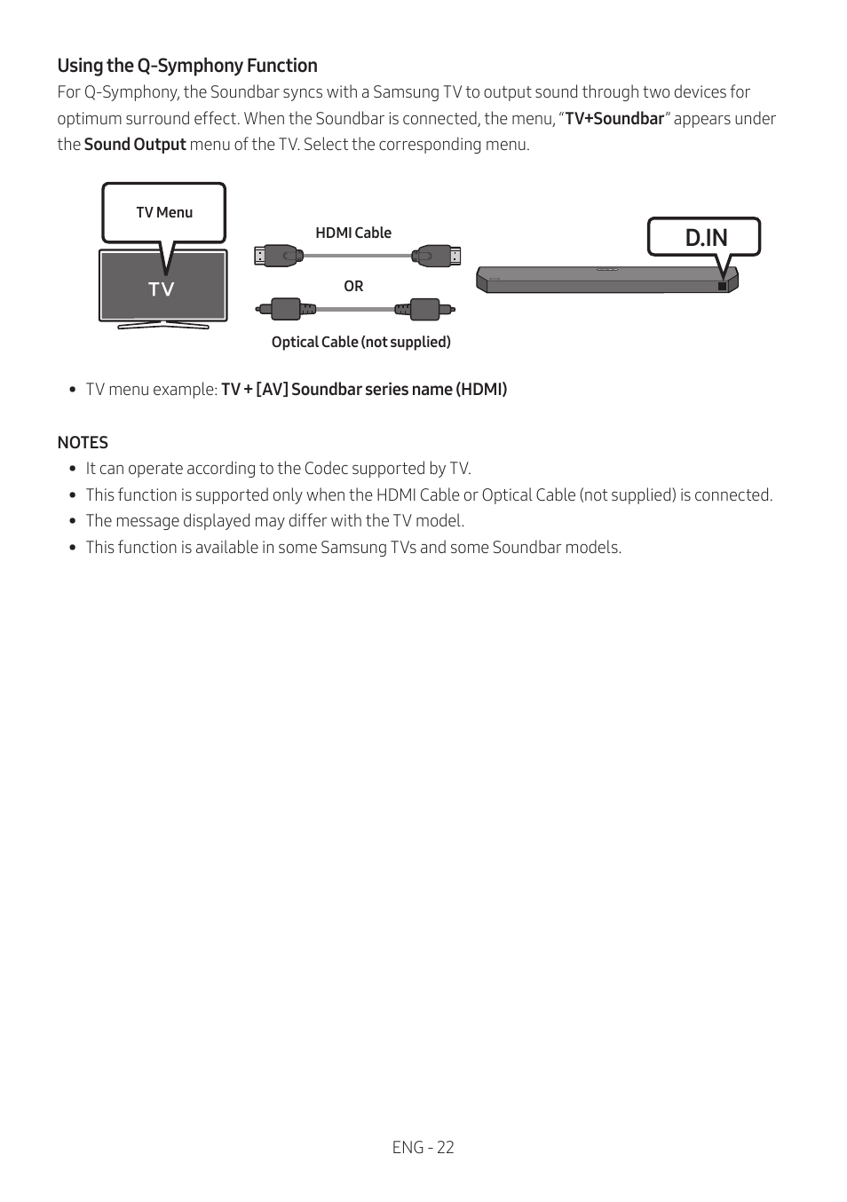 D.in | Samsung HW-Q600B 3.1.2-Channel Soundbar System User Manual | Page 22 / 127