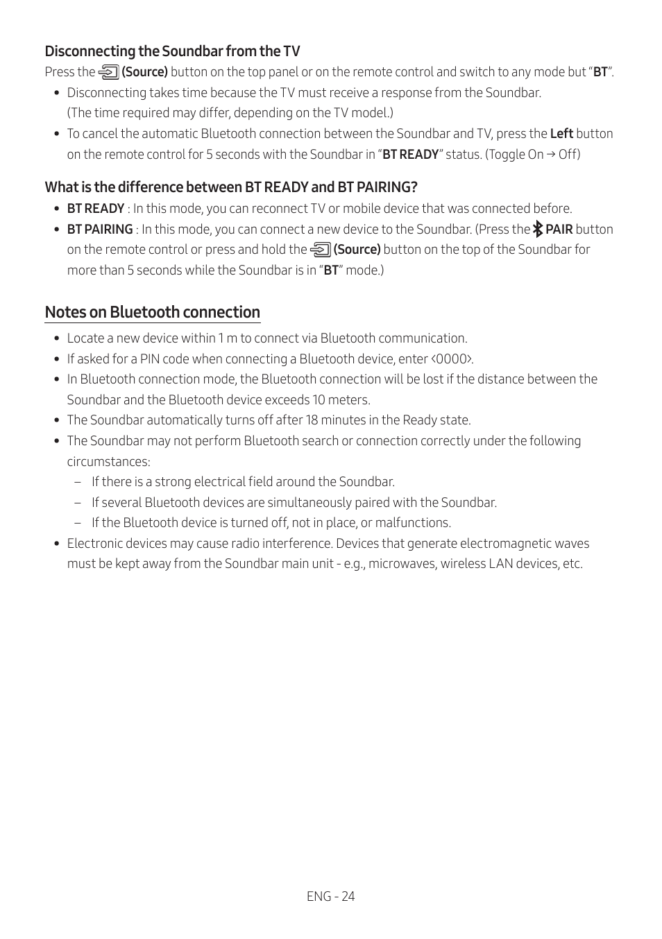 E 24 | Samsung HW-Q600B 3.1.2-Channel Soundbar System User Manual | Page 24 / 127