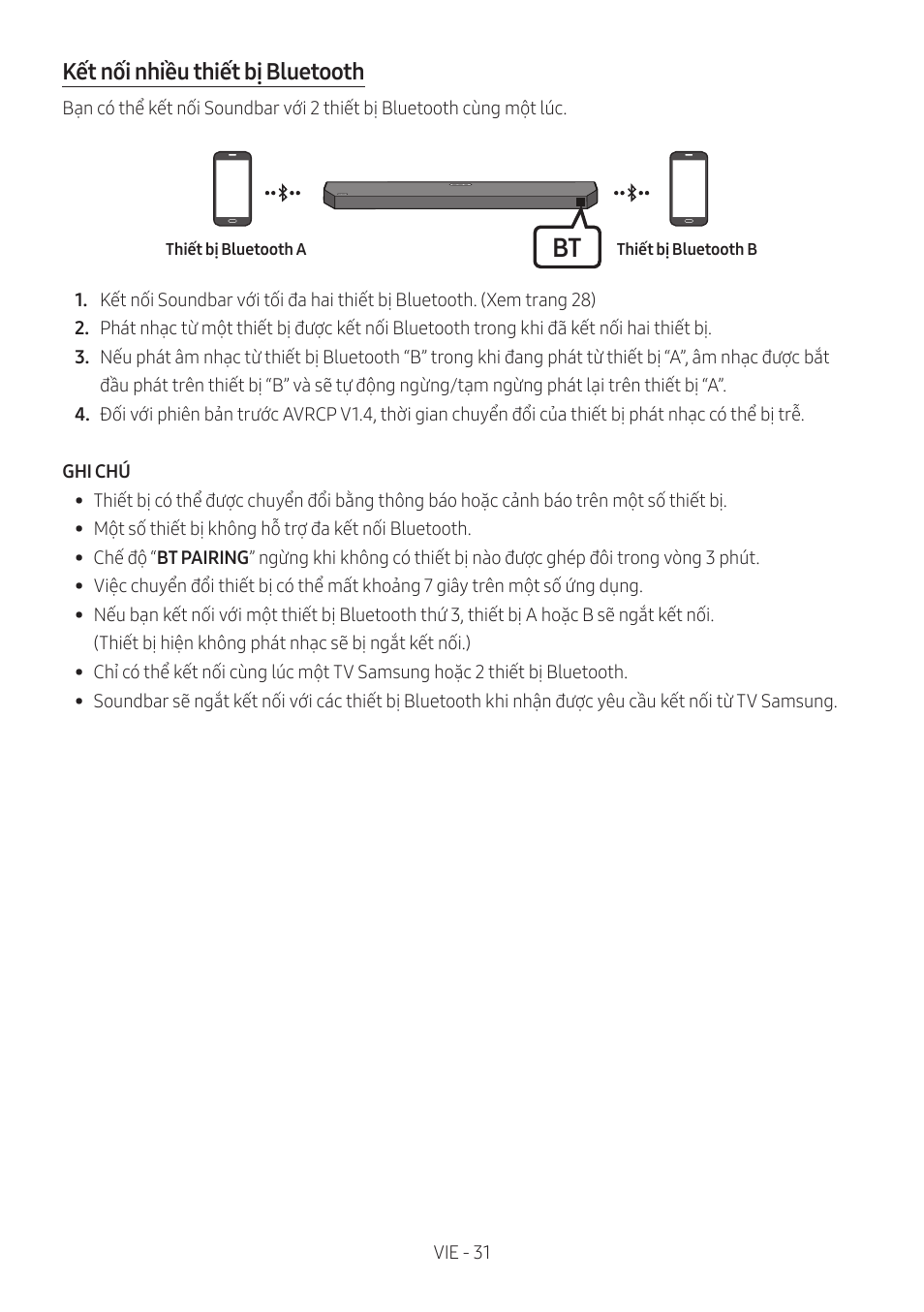 Kết nối nhiều thiết bị bluetooth | Samsung HW-Q600B 3.1.2-Channel Soundbar System User Manual | Page 72 / 127