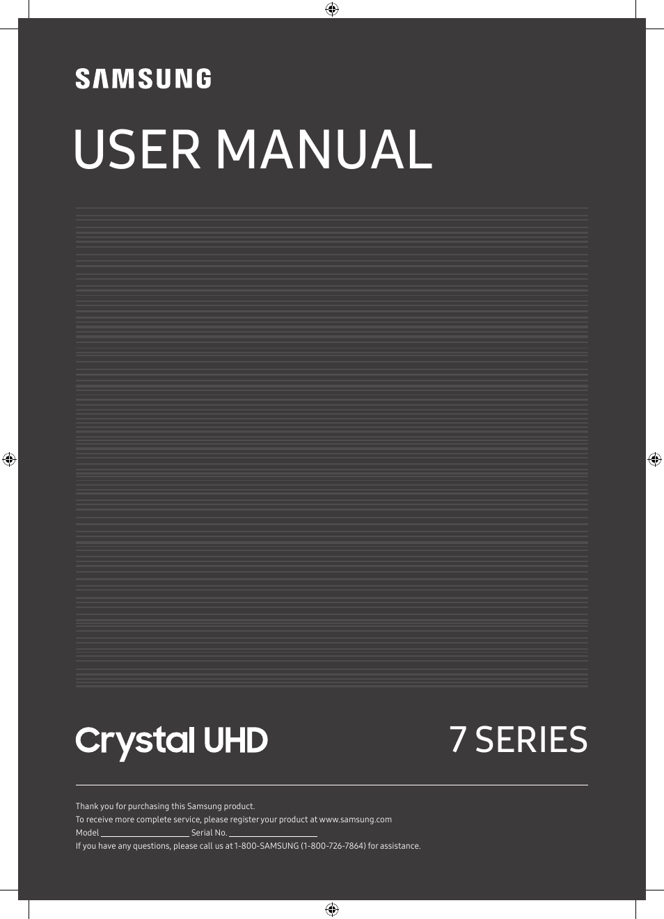 Samsung TU7000 43" Class HDR 4K UHD Smart LED TV User Manual | 20 pages