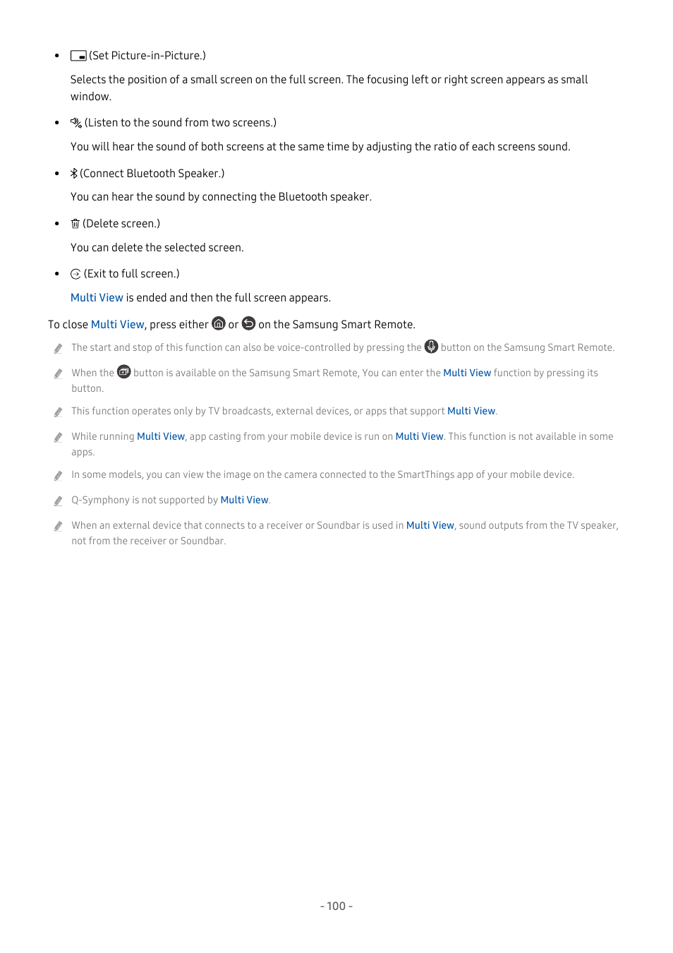Samsung S95C 77" 4K HDR Quantum Dot OLED TV User Manual | Page 100 / 272