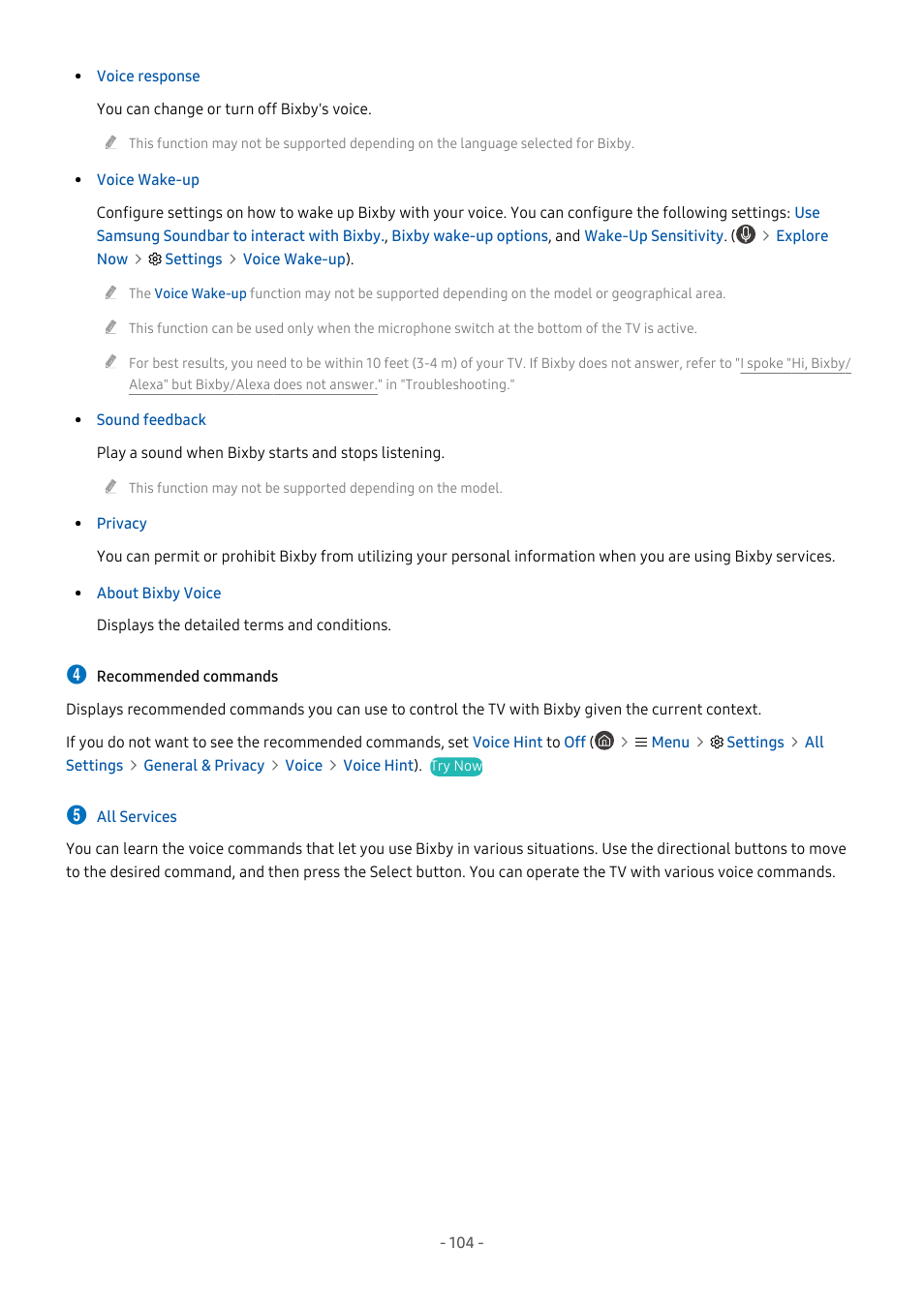 Samsung S95C 77" 4K HDR Quantum Dot OLED TV User Manual | Page 104 / 272