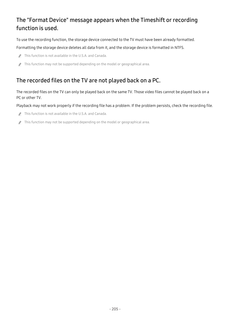Or recording function is used | Samsung S95C 77" 4K HDR Quantum Dot OLED TV User Manual | Page 205 / 272