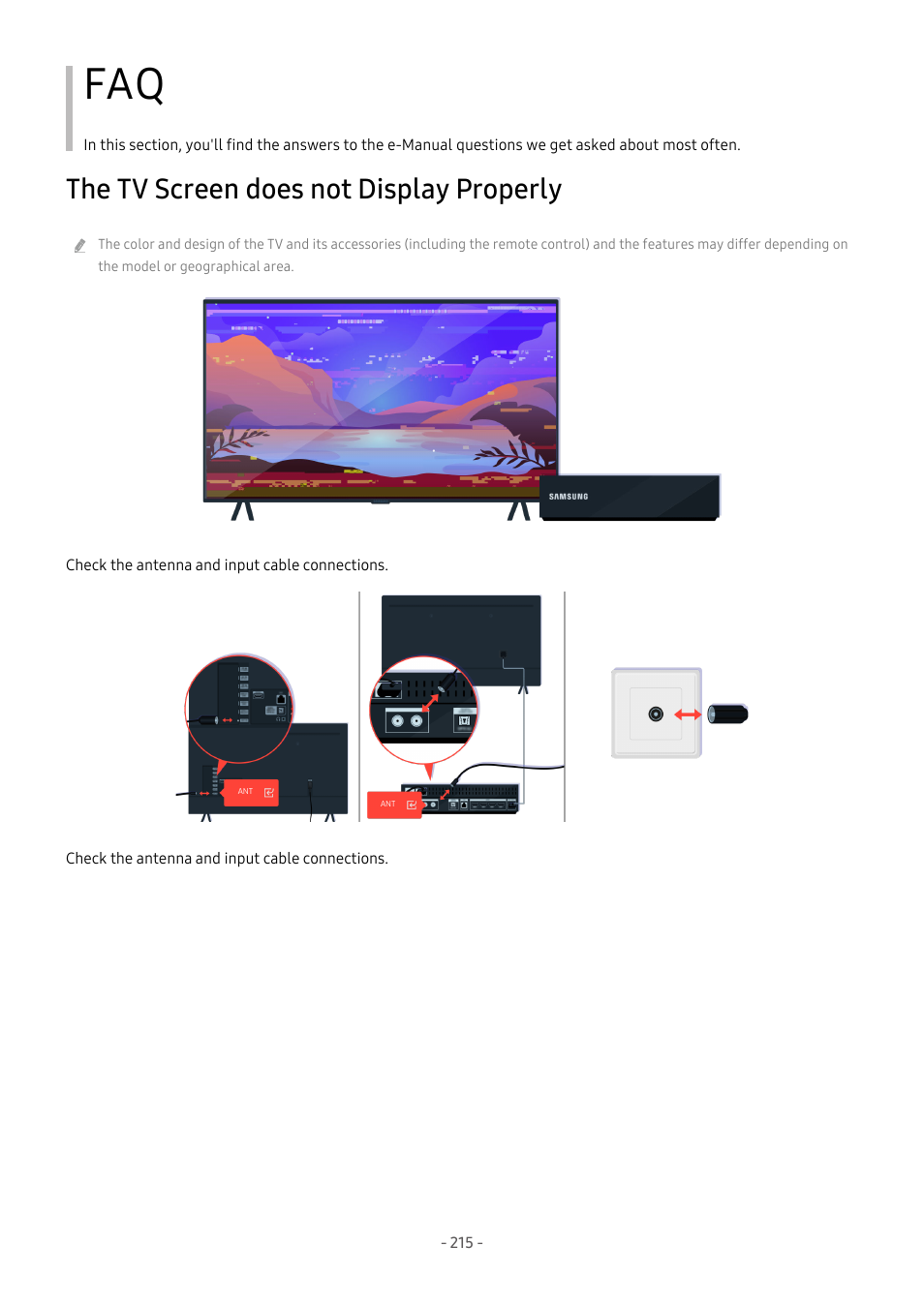 The tv screen does not display properly | Samsung S95C 77" 4K HDR Quantum Dot OLED TV User Manual | Page 215 / 272