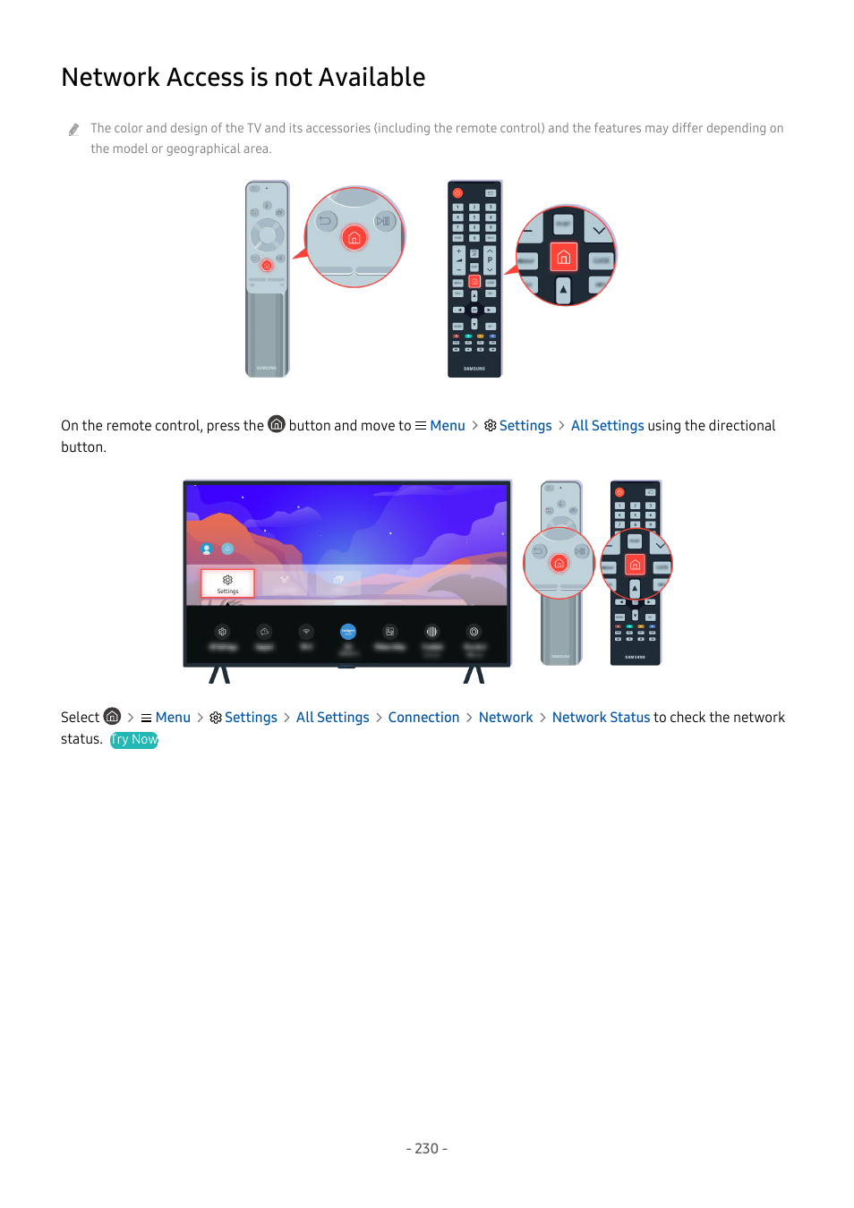 Network access is not available | Samsung S95C 77" 4K HDR Quantum Dot OLED TV User Manual | Page 230 / 272