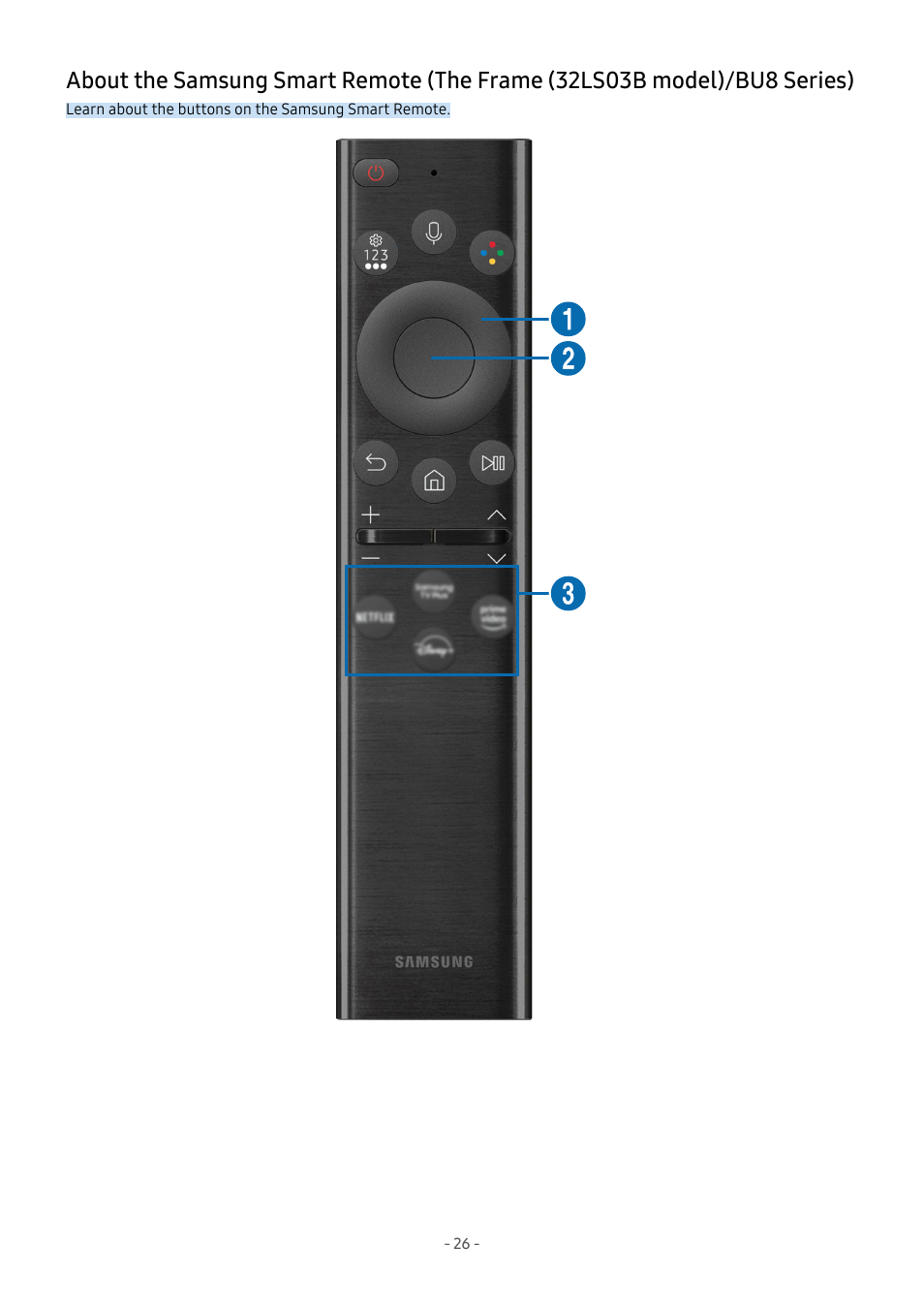 Model)/bu8 series) | Samsung S95C 77" 4K HDR Quantum Dot OLED TV User Manual | Page 26 / 272