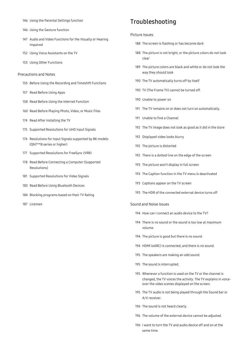 Troubleshooting | Samsung S95C 77" 4K HDR Quantum Dot OLED TV User Manual | Page 3 / 272