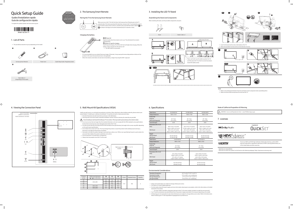 Samsung BU8000 Series 55" Class 4K UHD Hospitality LED TV User Manual | 2 pages