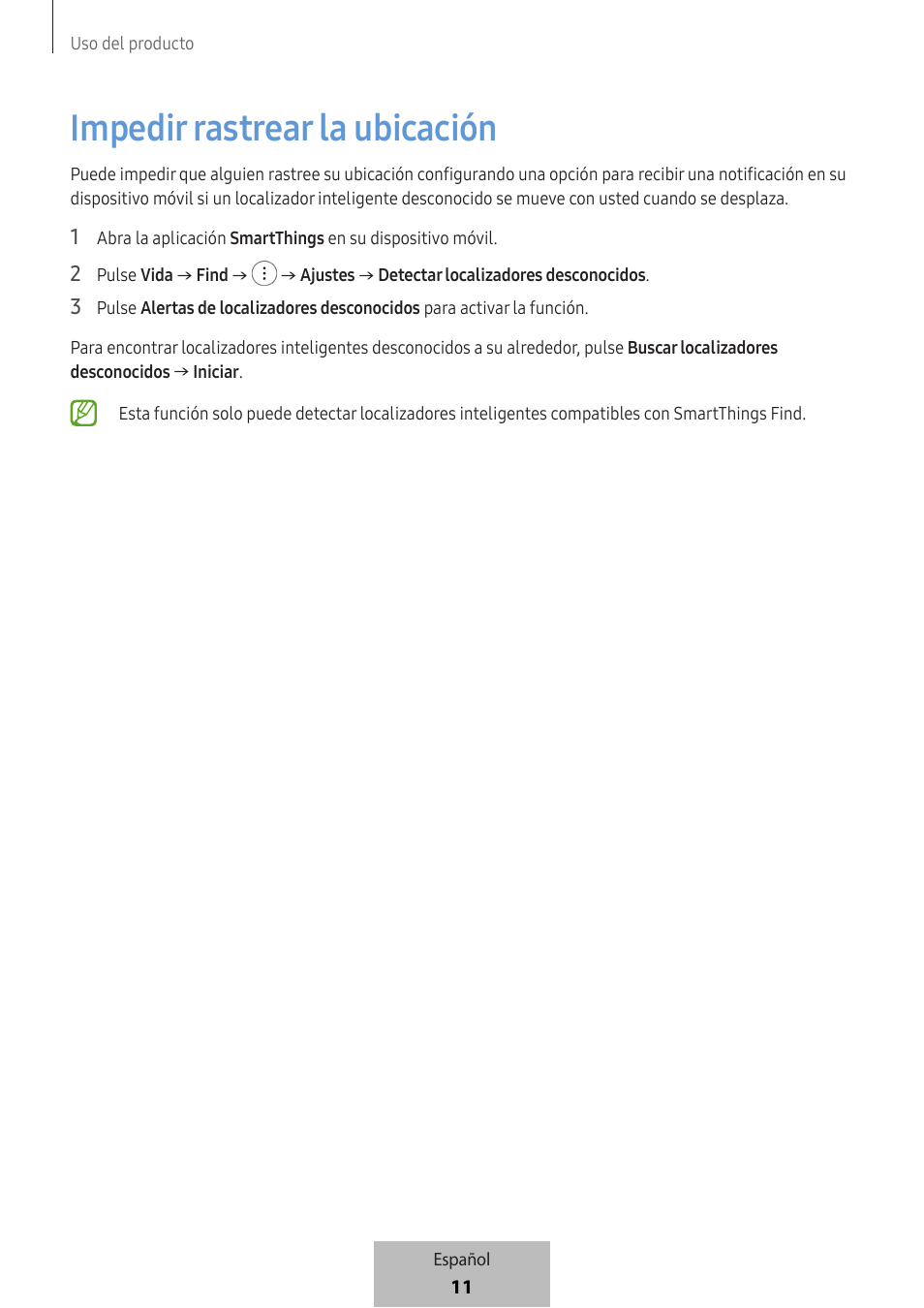 Impedir rastrear la ubicación | Samsung SmartTag2 Wireless Tracker (White) User Manual | Page 101 / 798