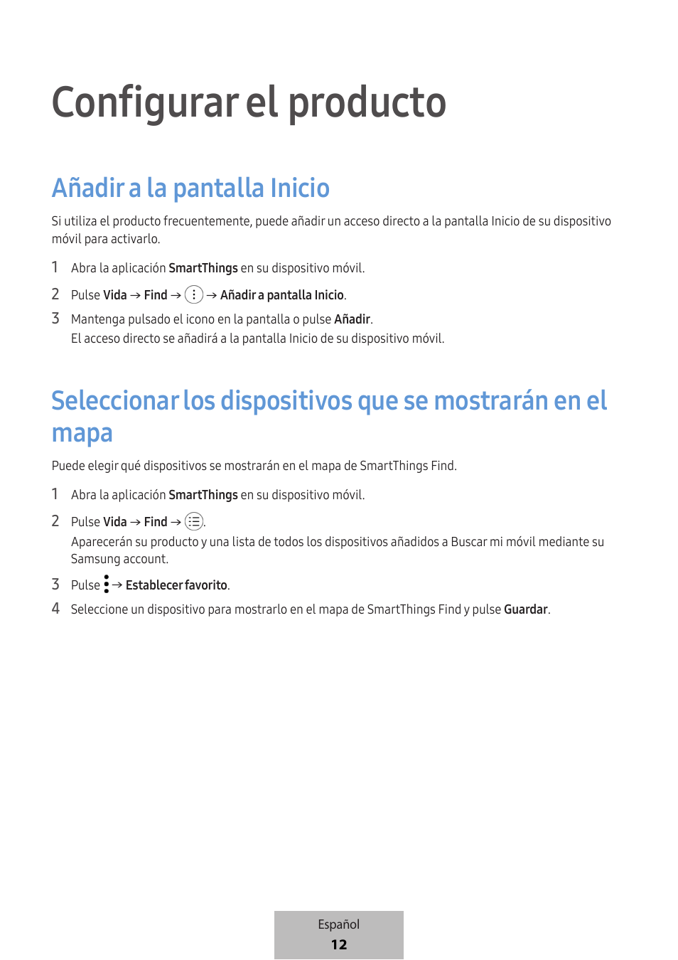 Configurar el producto, Añadir a la pantalla inicio | Samsung SmartTag2 Wireless Tracker (White) User Manual | Page 102 / 798