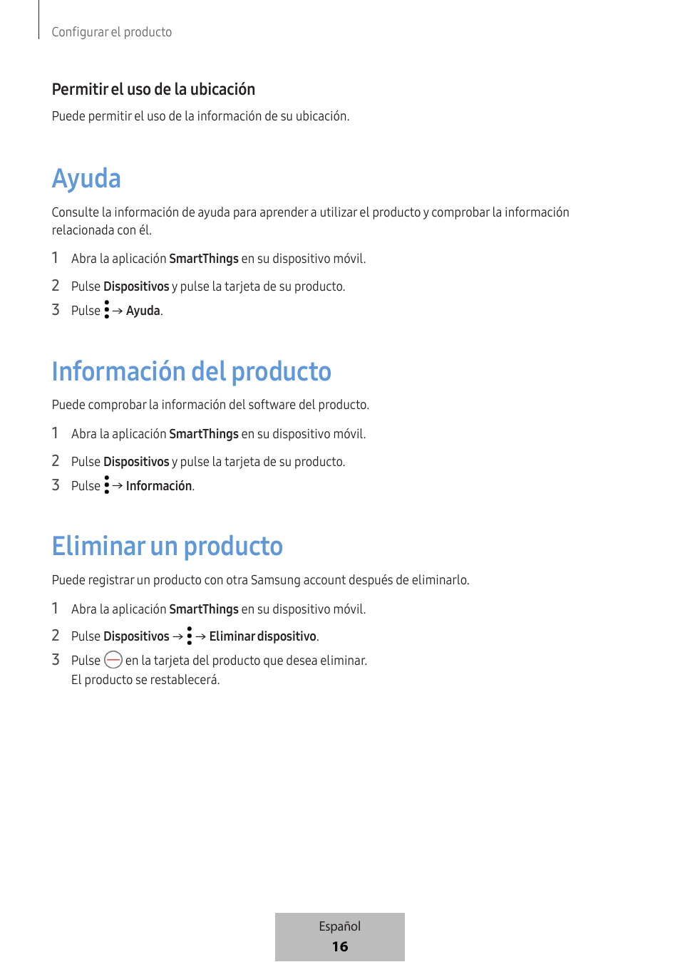 Ayuda, Información del producto, Eliminar un producto | Samsung SmartTag2 Wireless Tracker (White) User Manual | Page 106 / 798