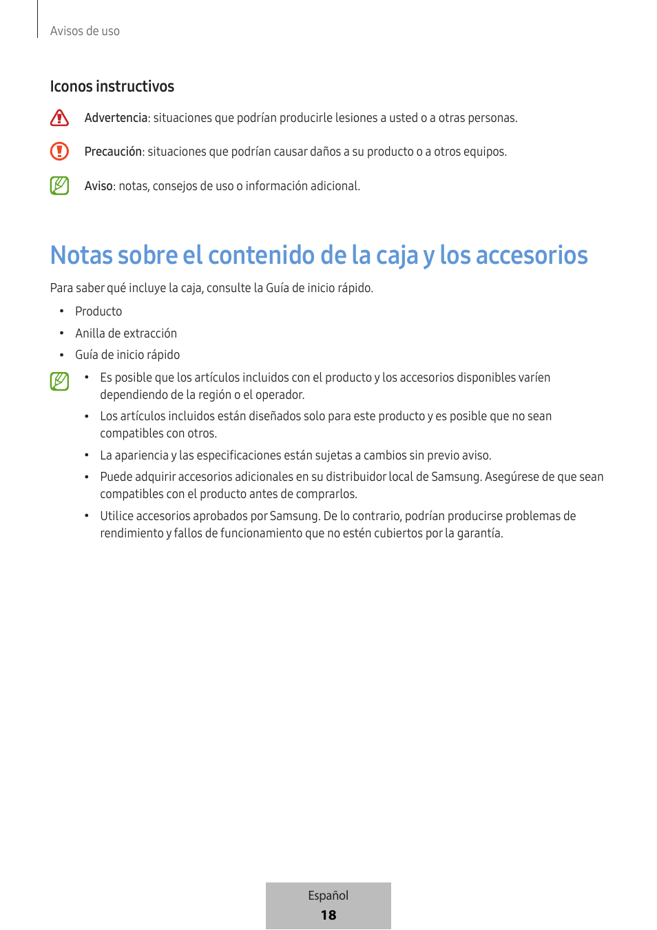 Iconos instructivos | Samsung SmartTag2 Wireless Tracker (White) User Manual | Page 108 / 798