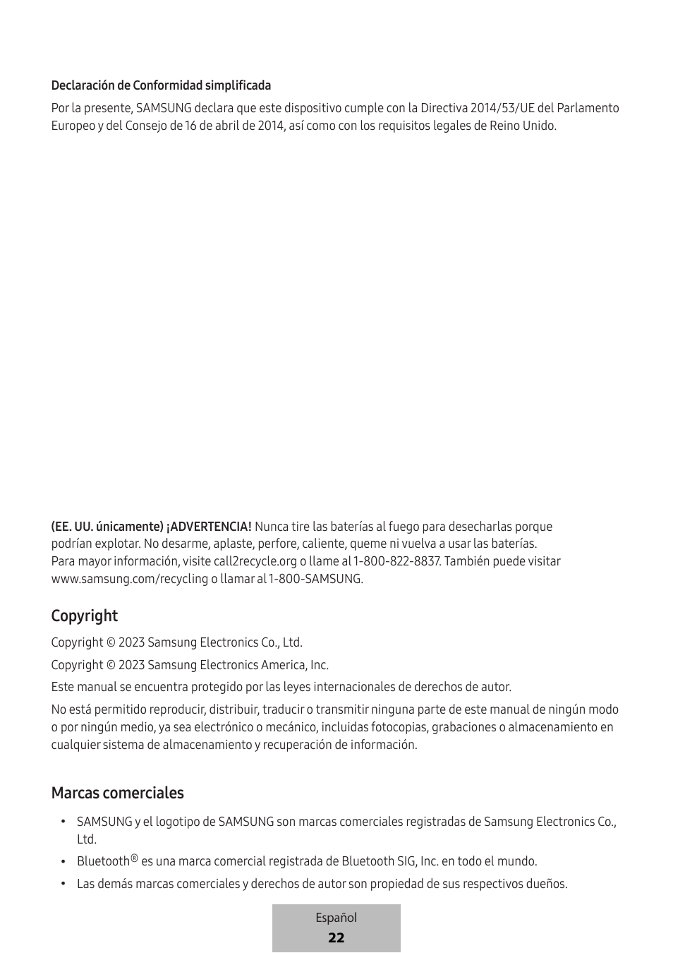 Copyright, Marcas comerciales | Samsung SmartTag2 Wireless Tracker (White) User Manual | Page 112 / 798