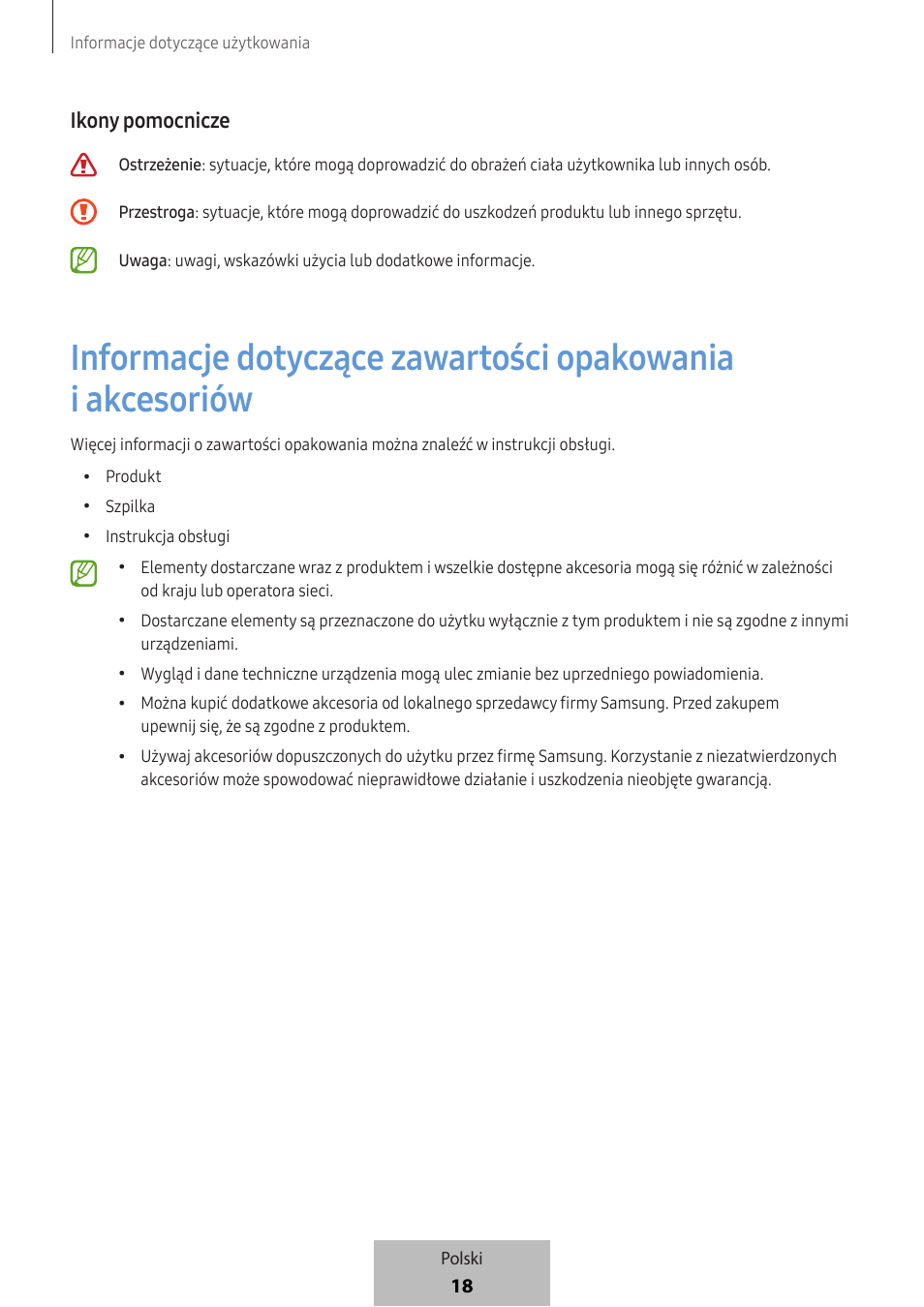 18 ikony pomocnicze | Samsung SmartTag2 Wireless Tracker (White) User Manual | Page 152 / 798