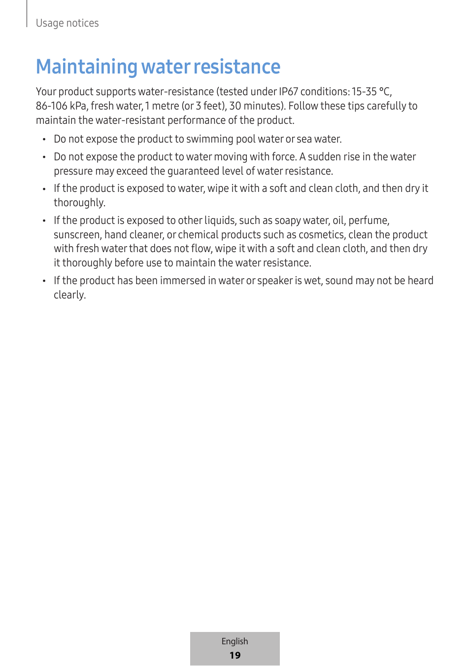 Maintaining water resistance | Samsung SmartTag2 Wireless Tracker (White) User Manual | Page 21 / 798