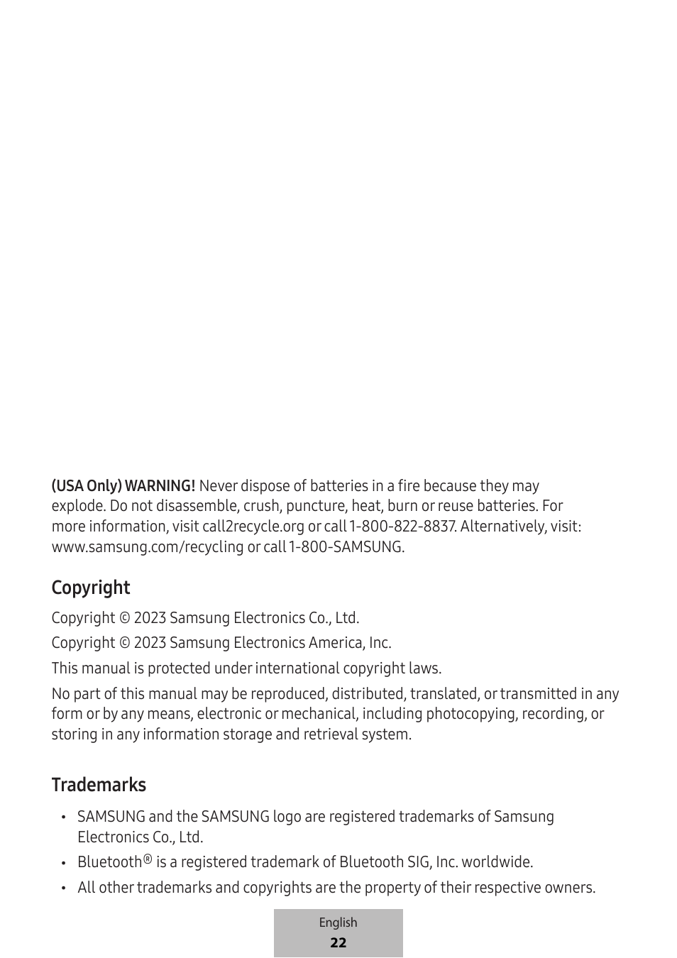 Copyright, Trademarks | Samsung SmartTag2 Wireless Tracker (White) User Manual | Page 24 / 798