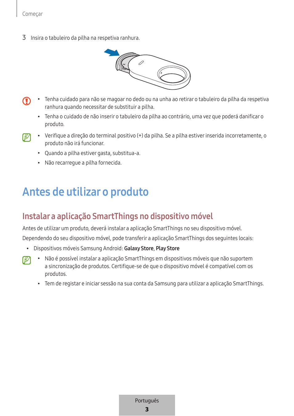 Antes de utilizar o produto | Samsung SmartTag2 Wireless Tracker (White) User Manual | Page 247 / 798