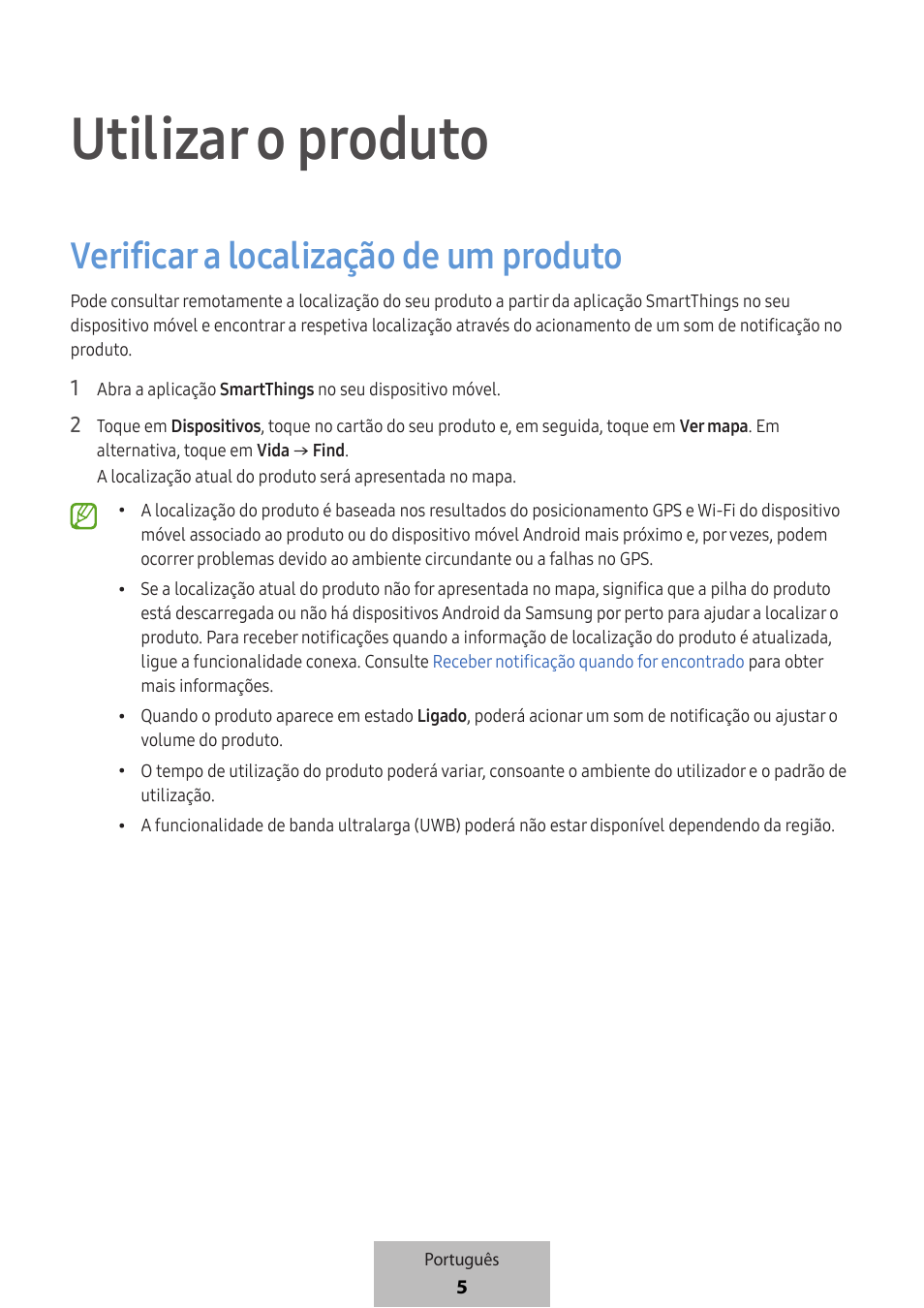 Utilizar o produto, Verificar a localização de um produto | Samsung SmartTag2 Wireless Tracker (White) User Manual | Page 249 / 798