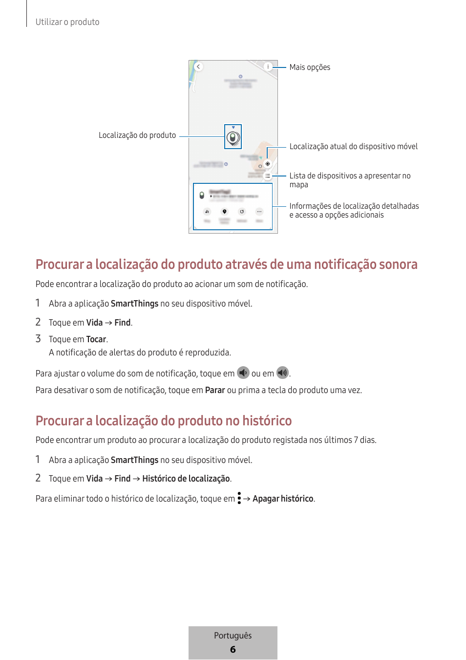 Procurar a localização do produto no histórico | Samsung SmartTag2 Wireless Tracker (White) User Manual | Page 250 / 798