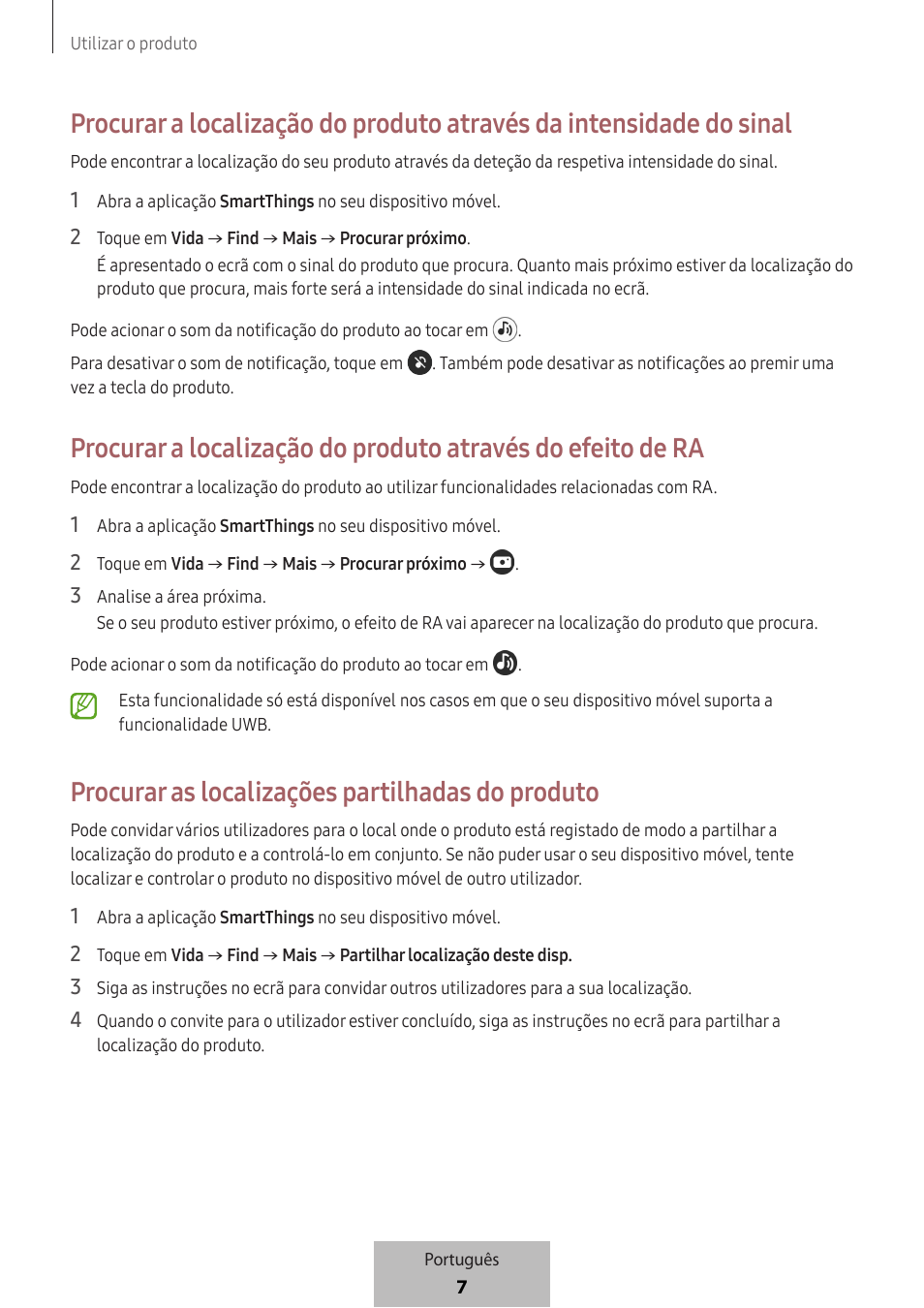 Procurar as localizações partilhadas do produto | Samsung SmartTag2 Wireless Tracker (White) User Manual | Page 251 / 798