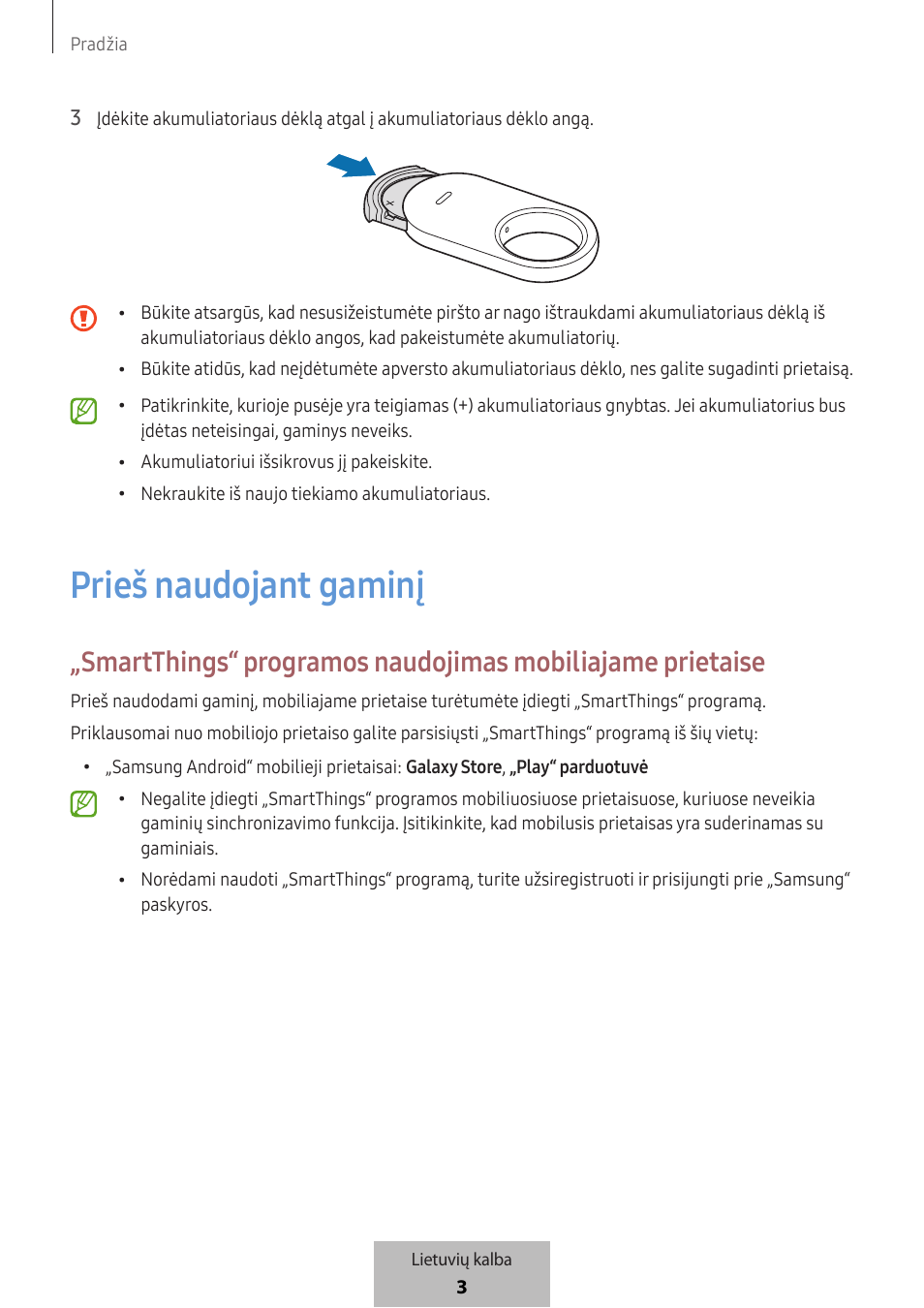 Prieš naudojant gaminį | Samsung SmartTag2 Wireless Tracker (White) User Manual | Page 291 / 798