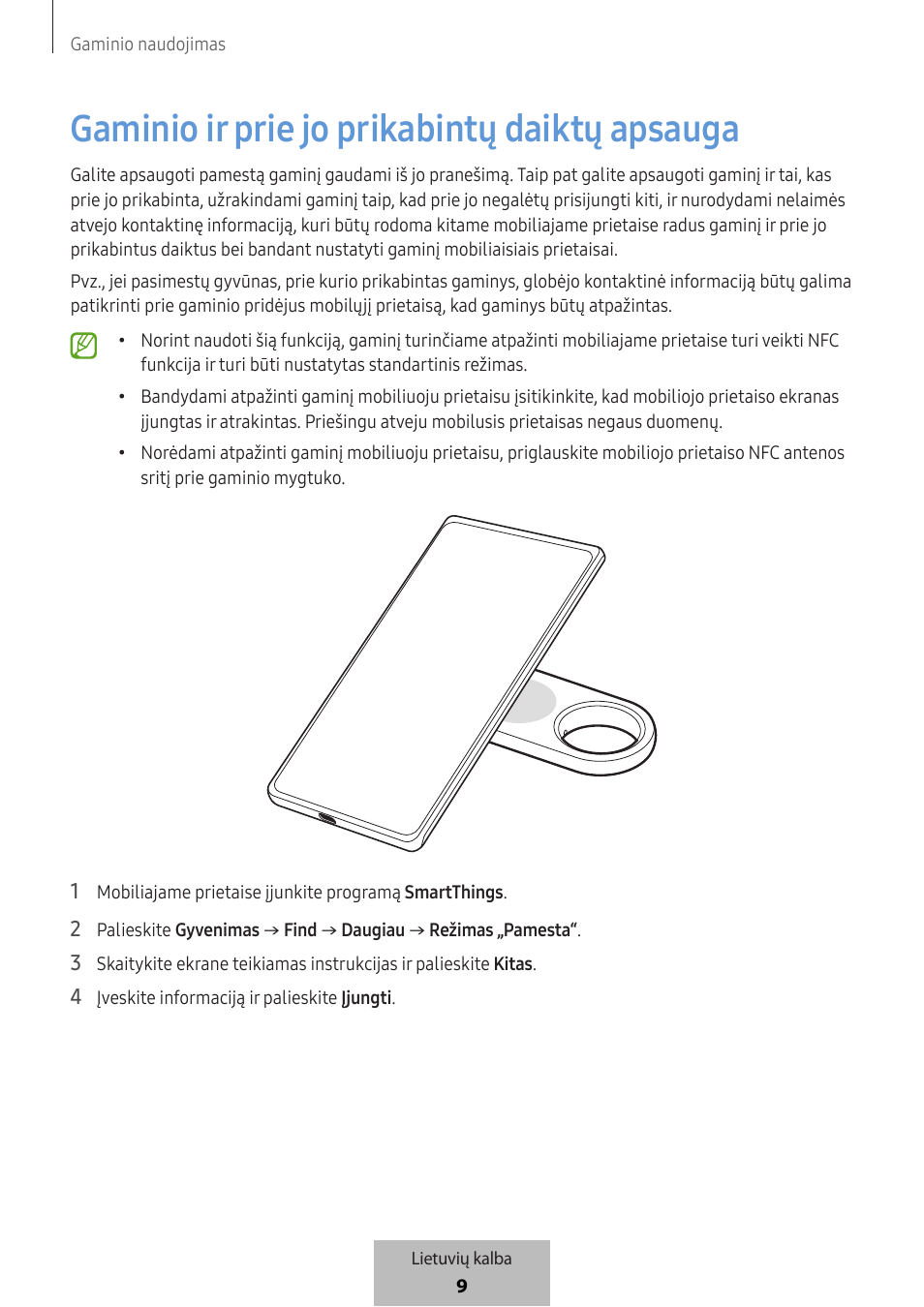 Gaminio ir prie jo prikabintų daiktų apsauga | Samsung SmartTag2 Wireless Tracker (White) User Manual | Page 297 / 798