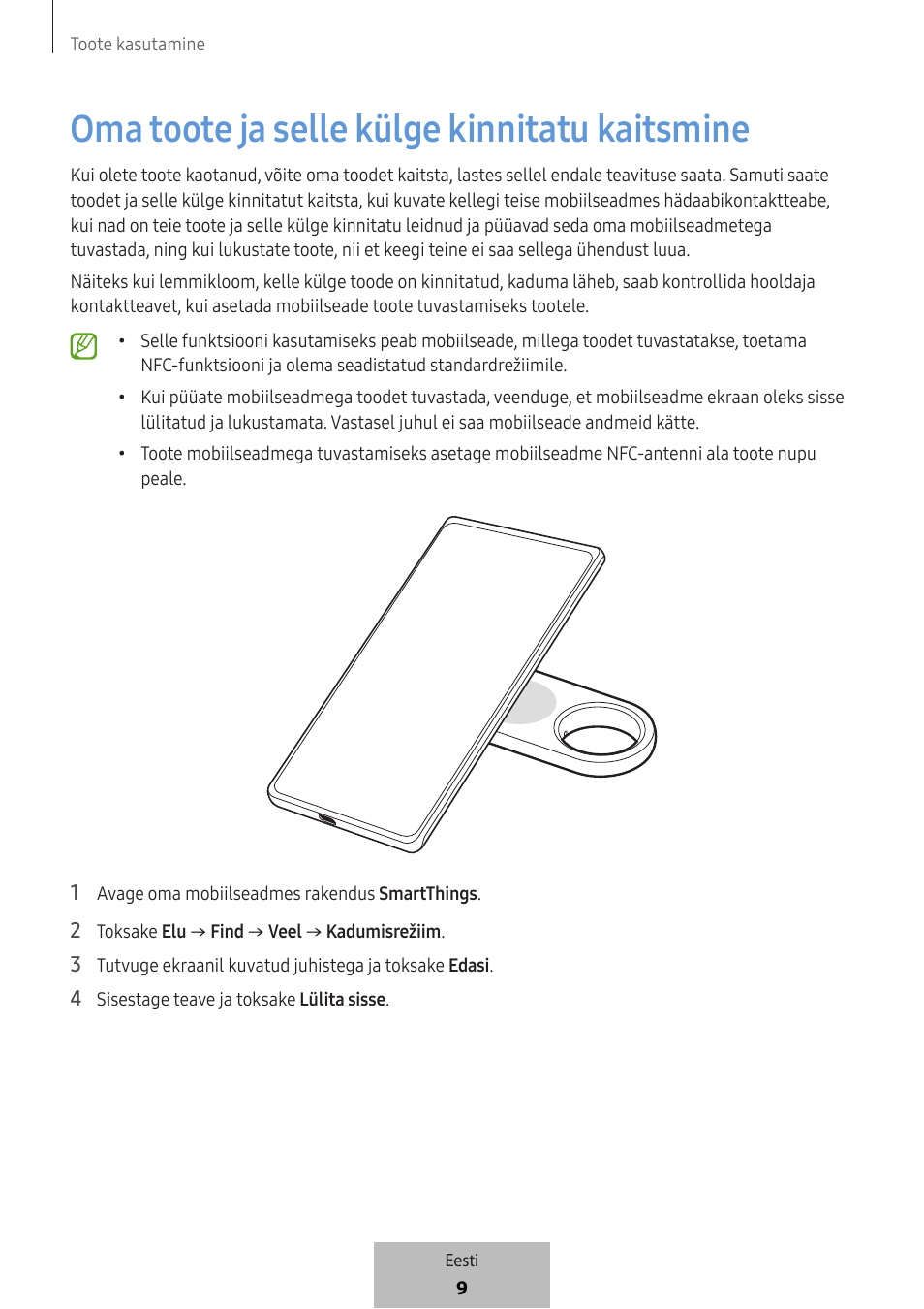 Oma toote ja selle külge kinnitatu kaitsmine | Samsung SmartTag2 Wireless Tracker (White) User Manual | Page 319 / 798