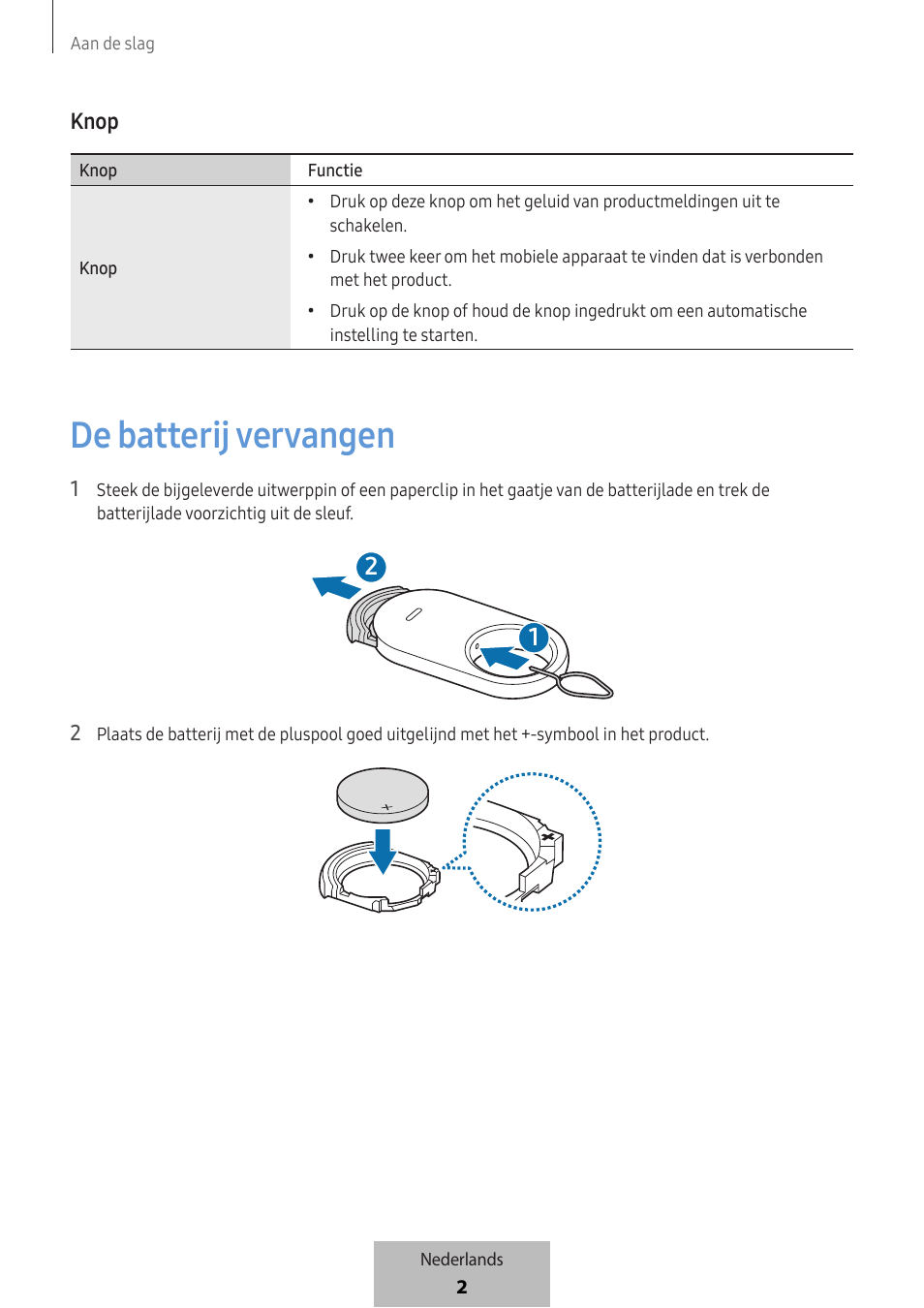 De batterij vervangen | Samsung SmartTag2 Wireless Tracker (White) User Manual | Page 334 / 798