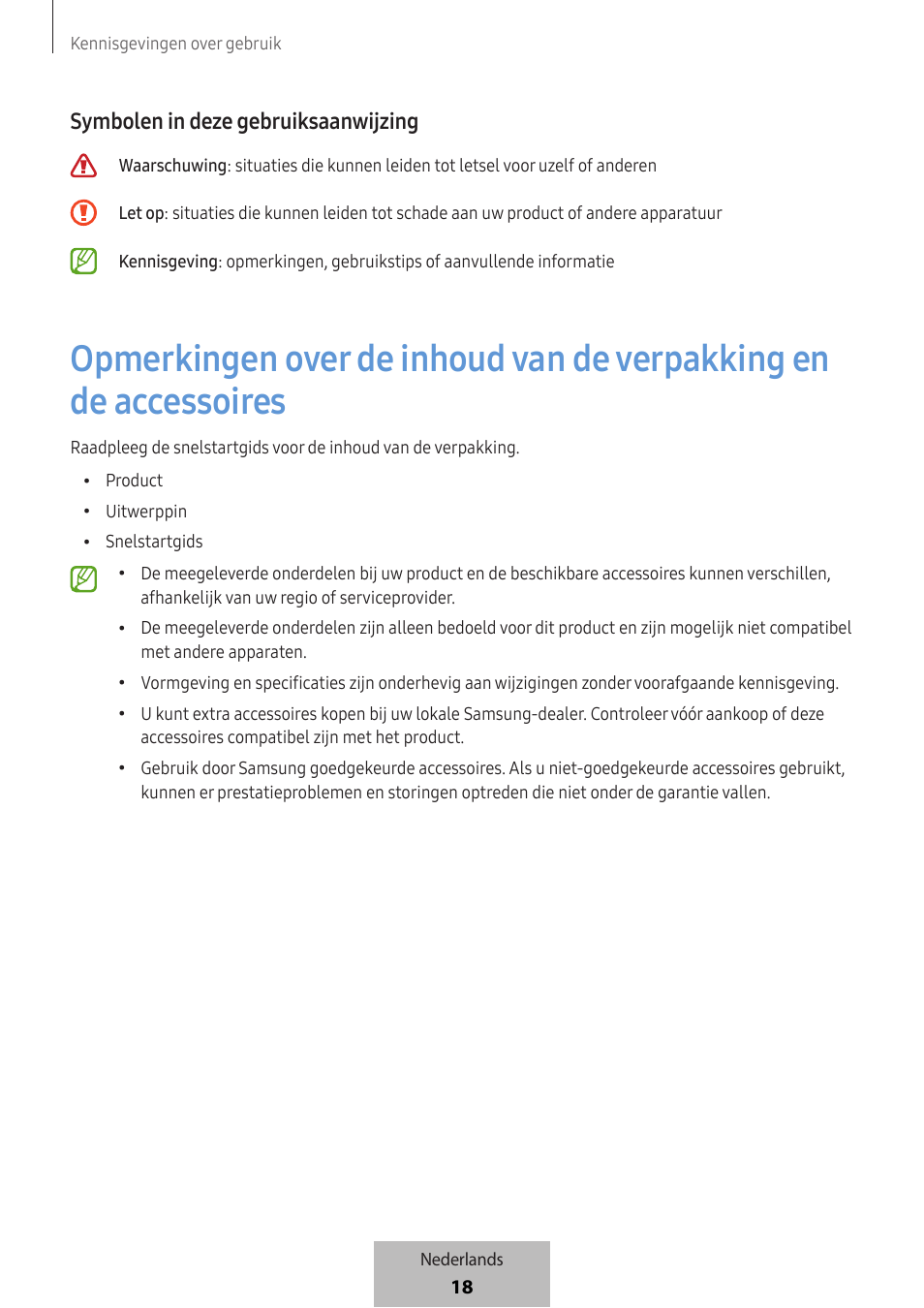 Symbolen in deze gebruiksaanwijzing | Samsung SmartTag2 Wireless Tracker (White) User Manual | Page 350 / 798