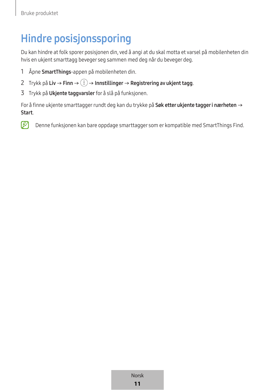 Hindre posisjonssporing | Samsung SmartTag2 Wireless Tracker (White) User Manual | Page 387 / 798