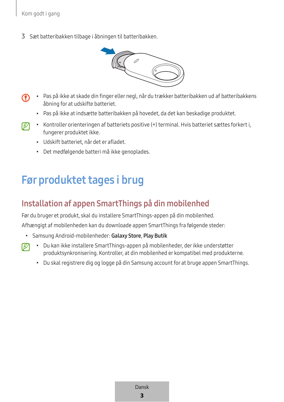 Før produktet tages i brug | Samsung SmartTag2 Wireless Tracker (White) User Manual | Page 423 / 798