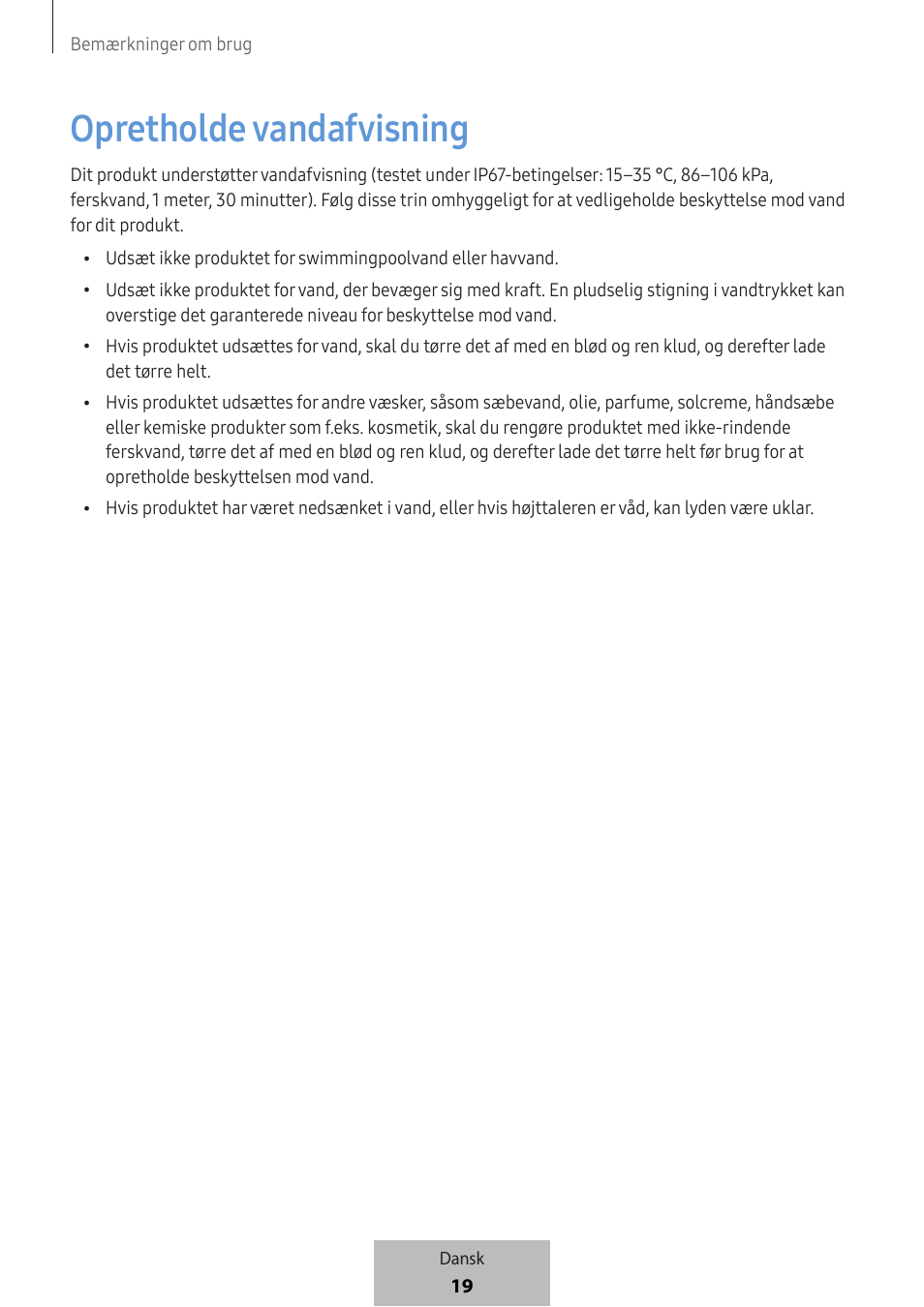 Opretholde vandafvisning | Samsung SmartTag2 Wireless Tracker (White) User Manual | Page 439 / 798