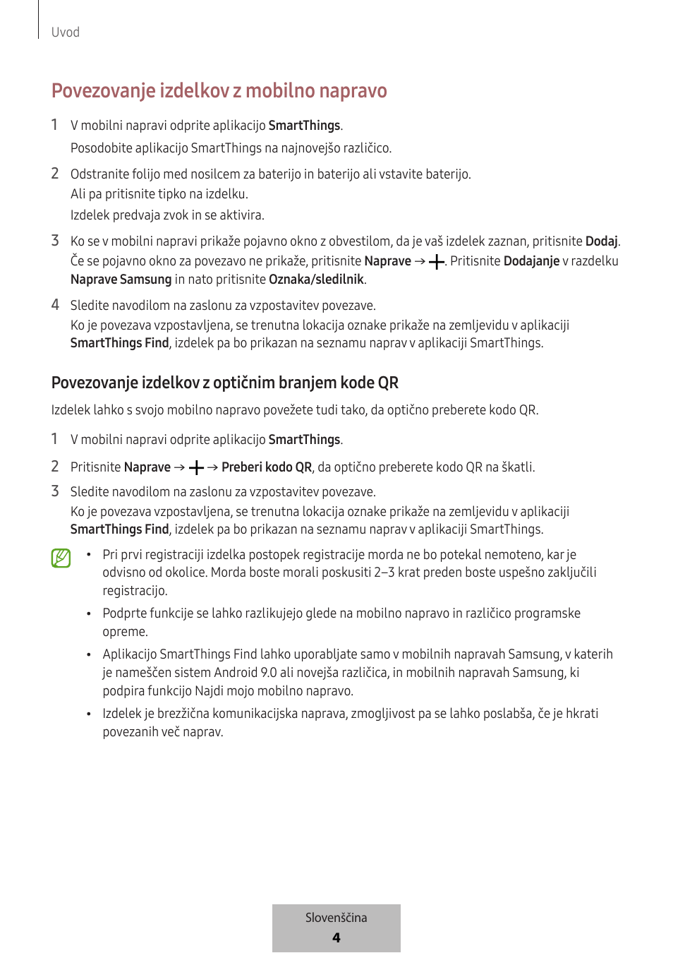 Povezovanje izdelkov z mobilno napravo, Povezovanje izdelkov z optičnim branjem kode qr | Samsung SmartTag2 Wireless Tracker (White) User Manual | Page 468 / 798