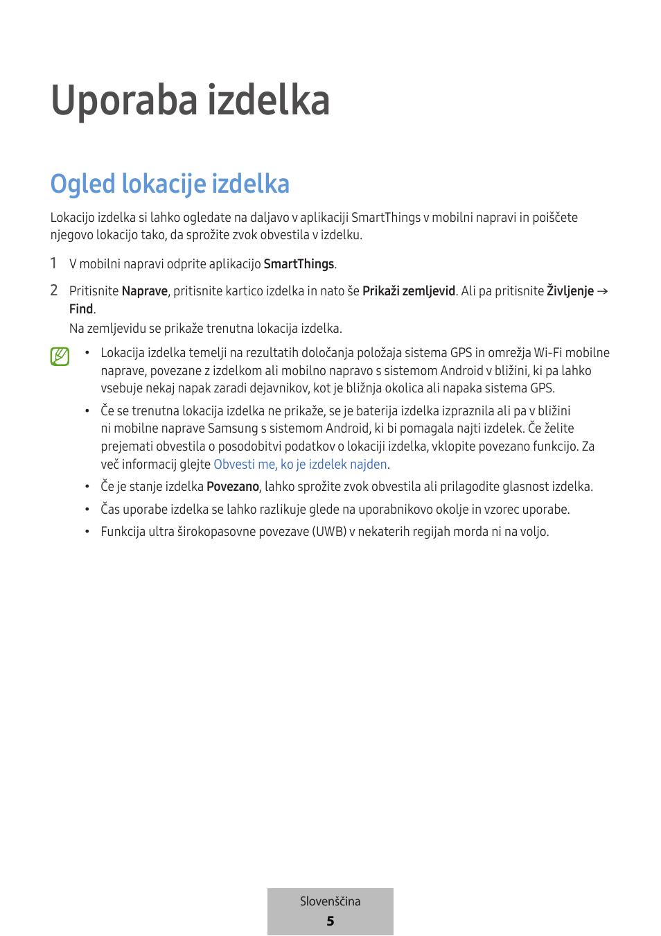 Uporaba izdelka, Ogled lokacije izdelka | Samsung SmartTag2 Wireless Tracker (White) User Manual | Page 469 / 798