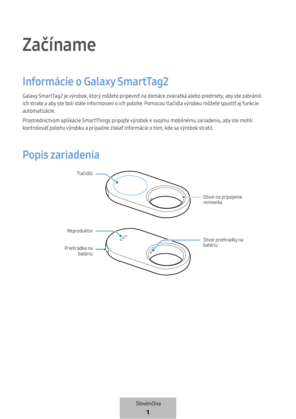 Slovenčina, Začíname, Informácie o galaxy smarttag 2 | Popis zariadenia | Samsung SmartTag2 Wireless Tracker (White) User Manual | Page 487 / 798