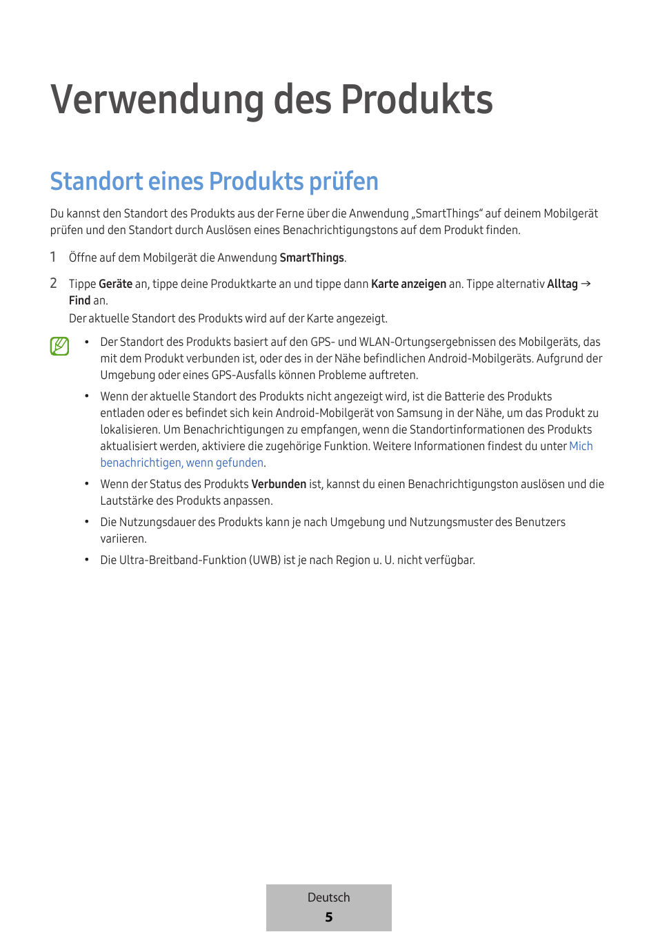 Verwendung des produkts, Standort eines produkts prüfen | Samsung SmartTag2 Wireless Tracker (White) User Manual | Page 51 / 798