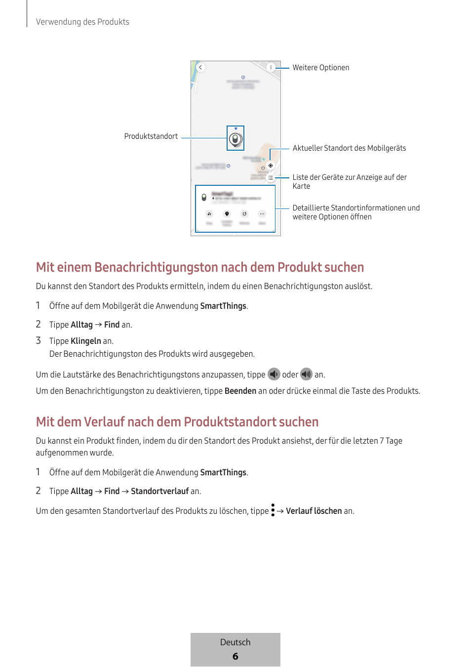 Mit dem verlauf nach dem produktstandort suchen | Samsung SmartTag2 Wireless Tracker (White) User Manual | Page 52 / 798