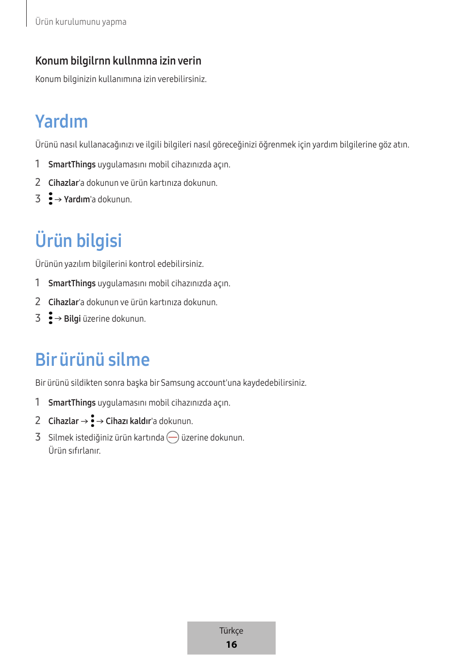 Yardım, Ürün bilgisi, Bir ürünü silme | Samsung SmartTag2 Wireless Tracker (White) User Manual | Page 546 / 798