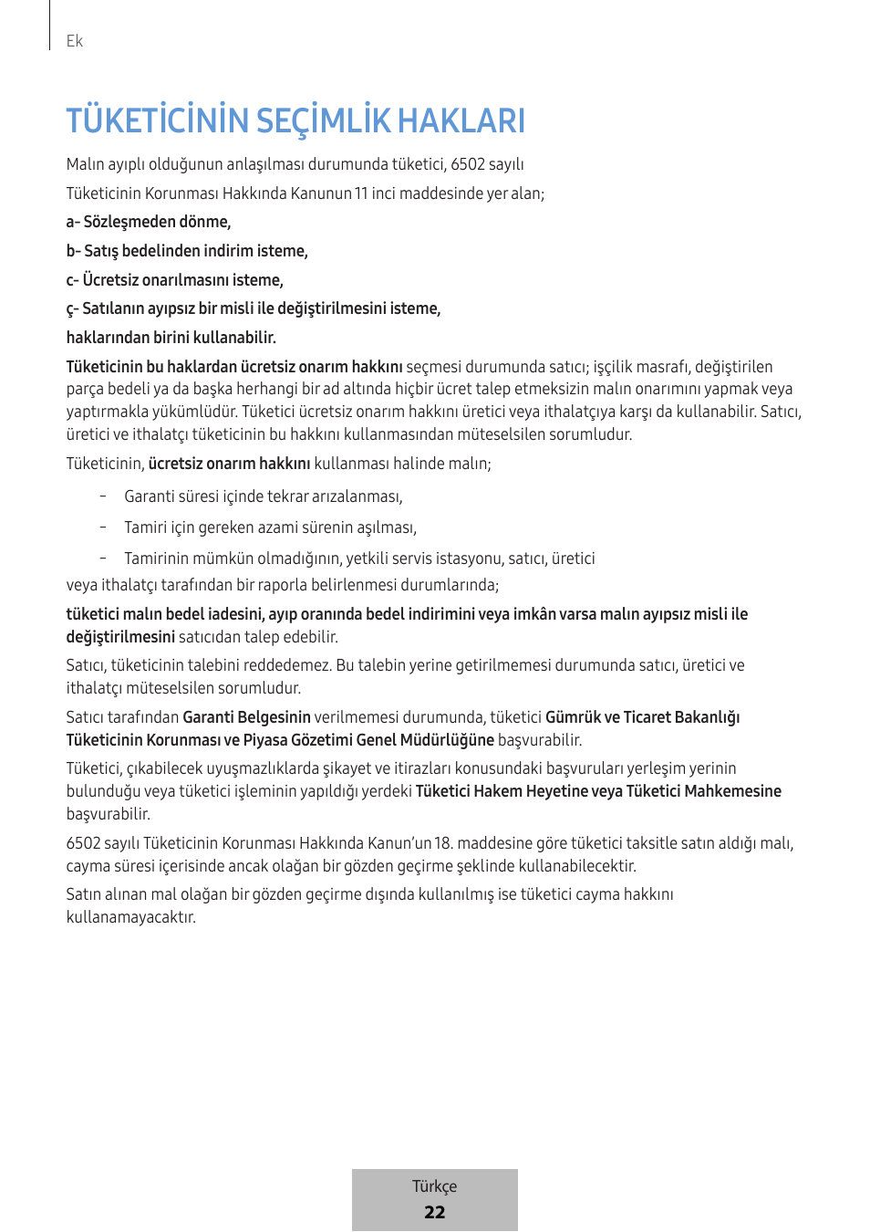 Tüketi̇ci̇ni̇n seçi̇mli̇k haklari | Samsung SmartTag2 Wireless Tracker (White) User Manual | Page 552 / 798