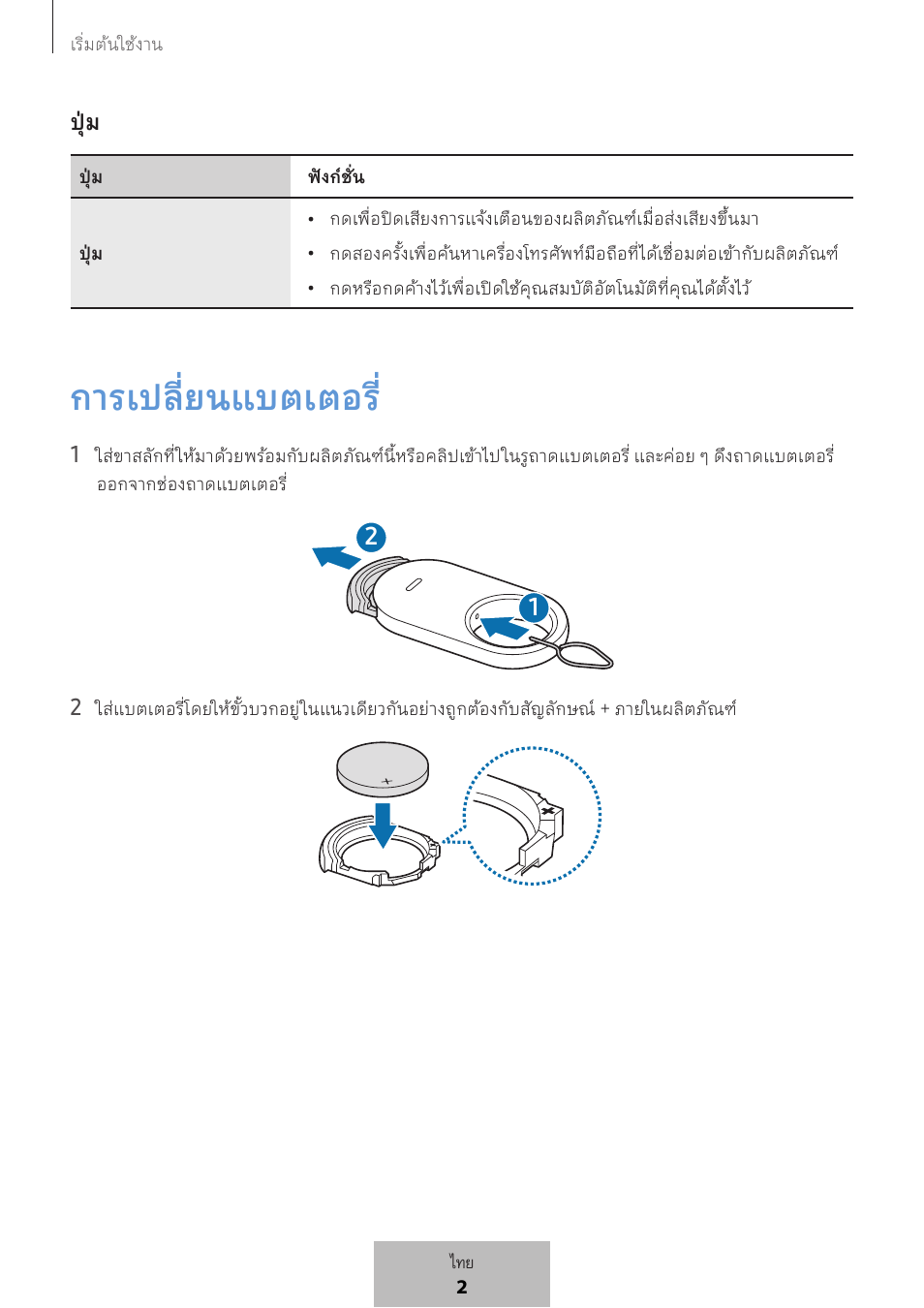 การเปลี่ยนแบตเตอร | Samsung SmartTag2 Wireless Tracker (White) User Manual | Page 555 / 798