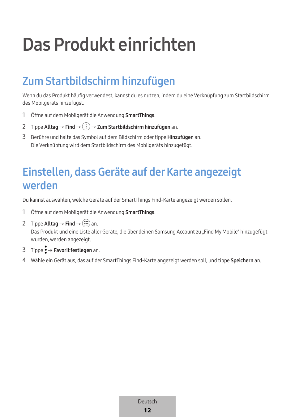 Das produkt einrichten, Zum startbildschirm hinzufügen | Samsung SmartTag2 Wireless Tracker (White) User Manual | Page 58 / 798