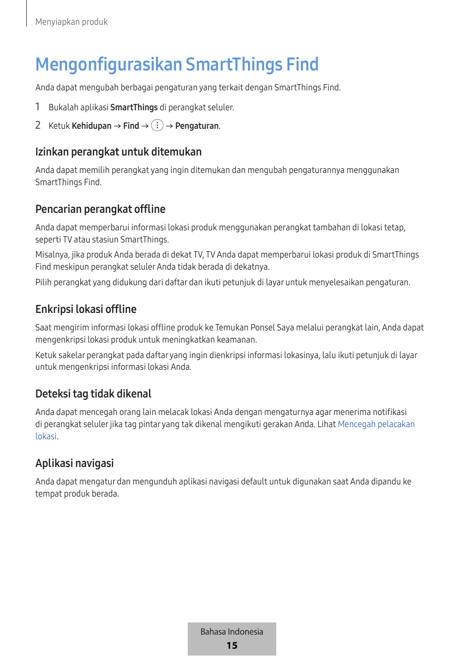 Mengonfigurasikan smartthings find | Samsung SmartTag2 Wireless Tracker (White) User Manual | Page 590 / 798