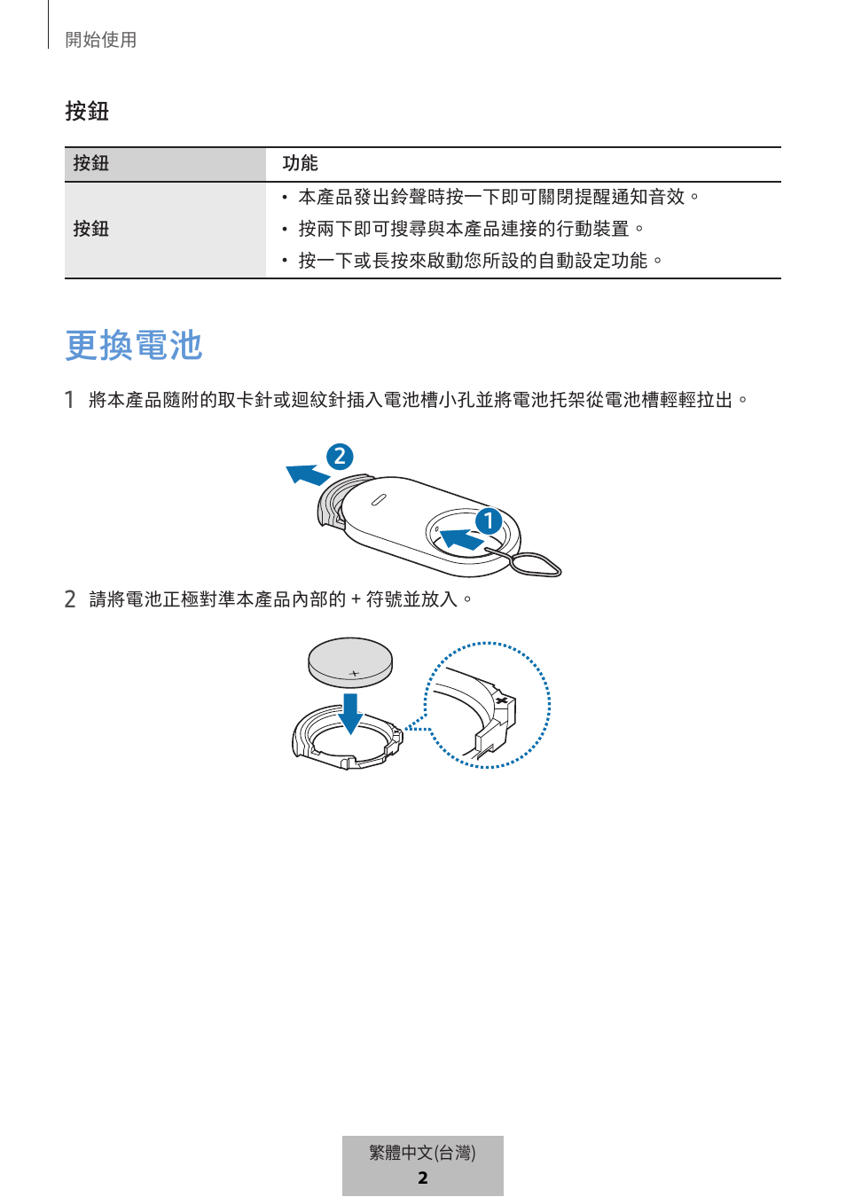 更換電池 | Samsung SmartTag2 Wireless Tracker (White) User Manual | Page 689 / 798