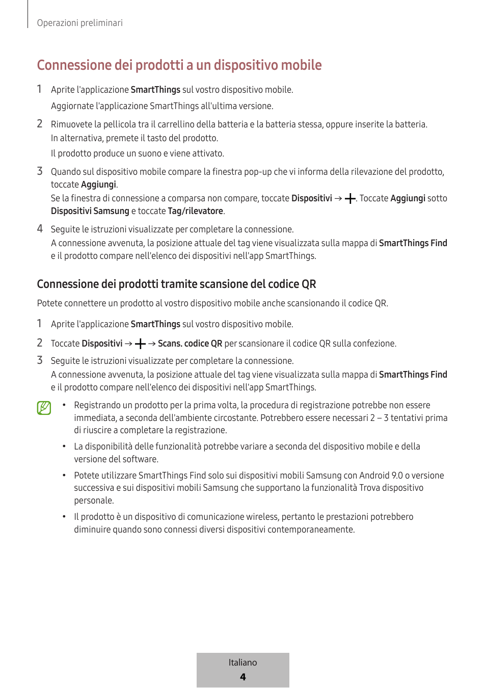 Connessione dei prodotti a un dispositivo mobile | Samsung SmartTag2 Wireless Tracker (White) User Manual | Page 72 / 798