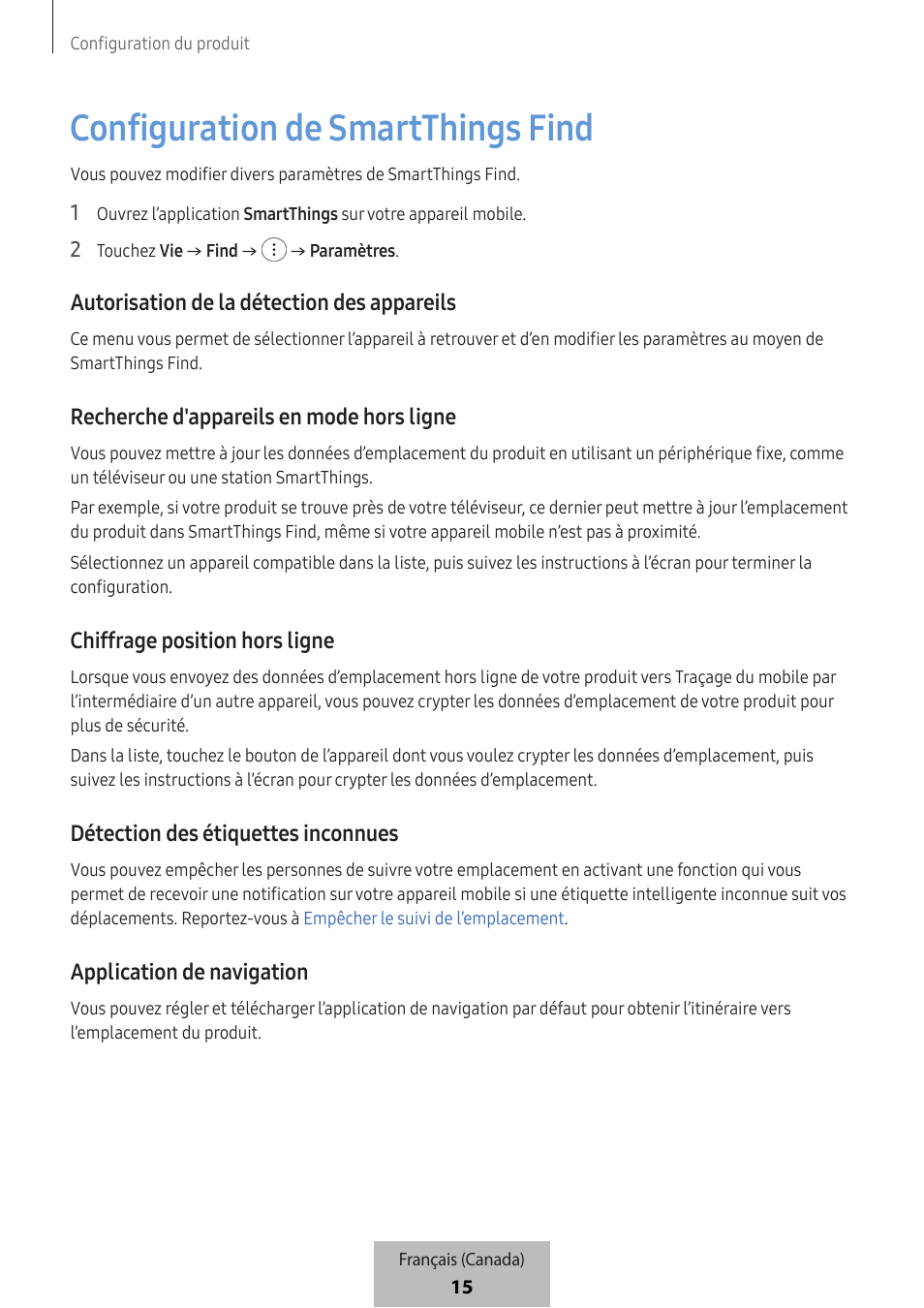 Configuration de smartthings find | Samsung SmartTag2 Wireless Tracker (White) User Manual | Page 749 / 798