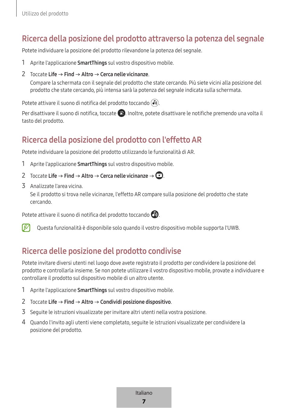 Ricerca delle posizione del prodotto condivise | Samsung SmartTag2 Wireless Tracker (White) User Manual | Page 75 / 798