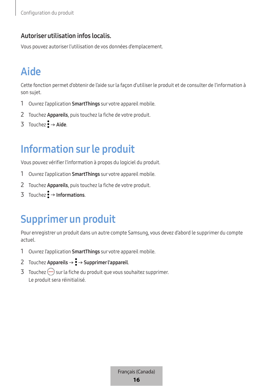 Aide, Information sur le produit, Supprimer un produit | Samsung SmartTag2 Wireless Tracker (White) User Manual | Page 750 / 798